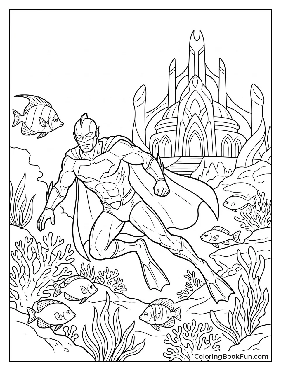 Aquatic Hero Swims Near Palace
