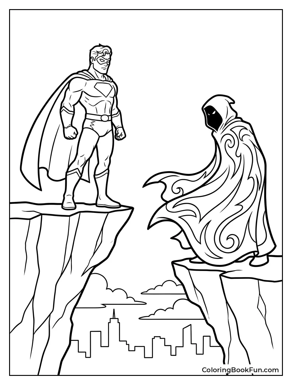 Hero Confronts Shadowy Villain