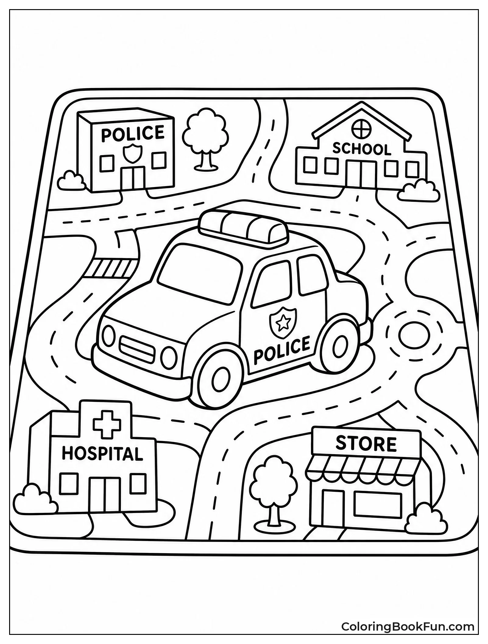 Toy Police Car on City Play Mat
