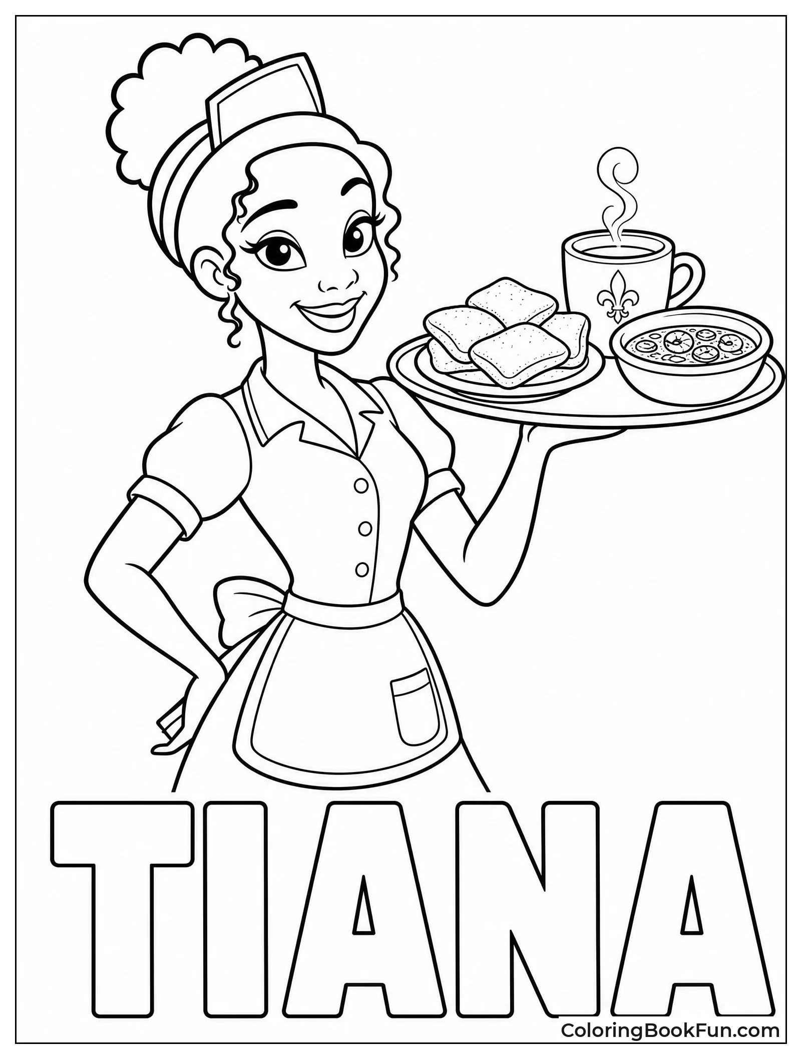 Waitress Tiana Carries Beignet Tray