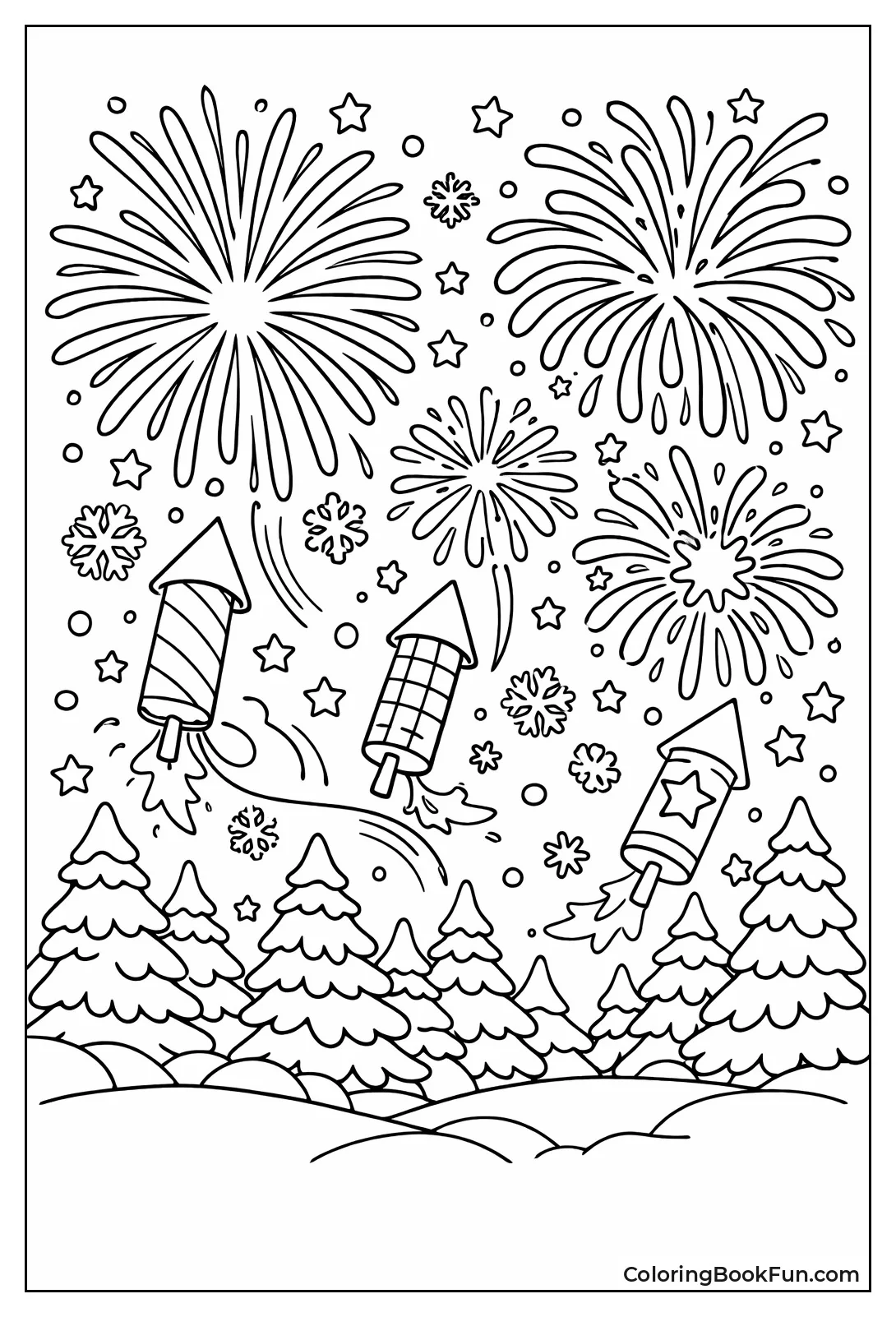 Winter Snow Fireworks