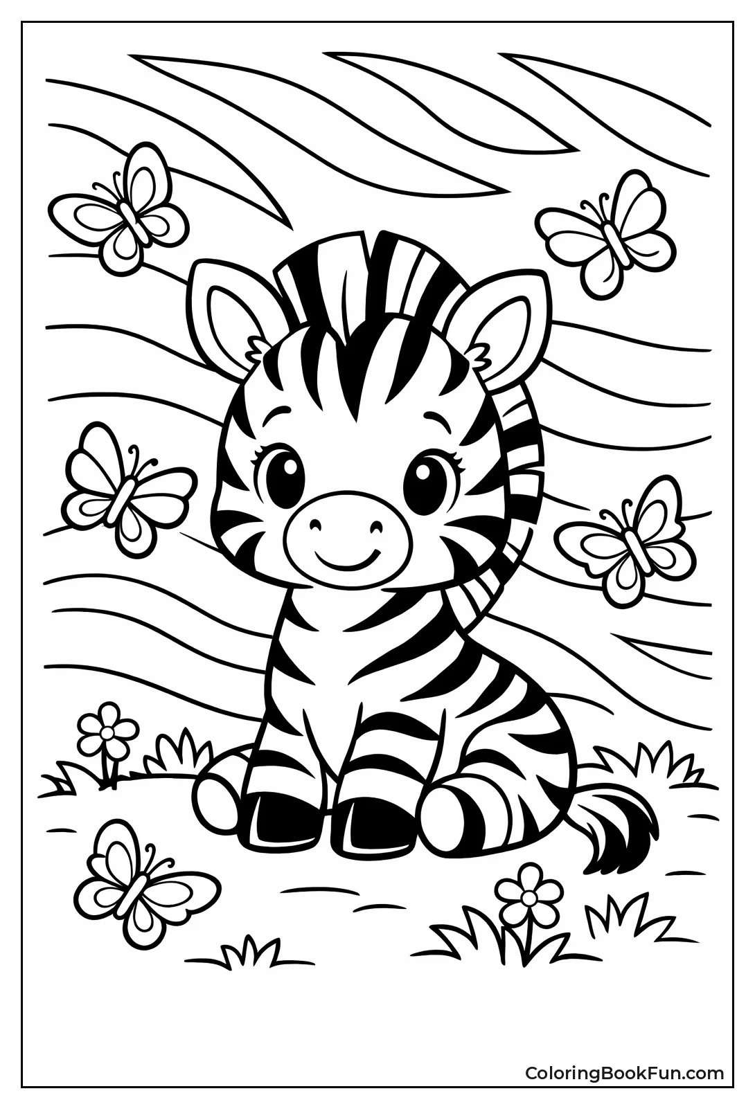 Zebra with Butterflies