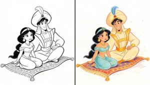 aladdin and jasmine coloring pages