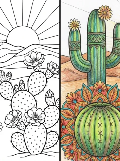 Cactus coloring pages