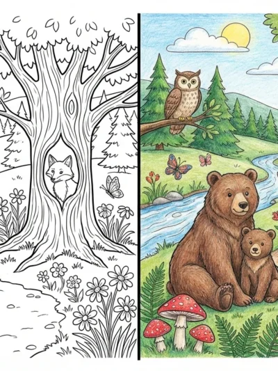Forest coloring pages