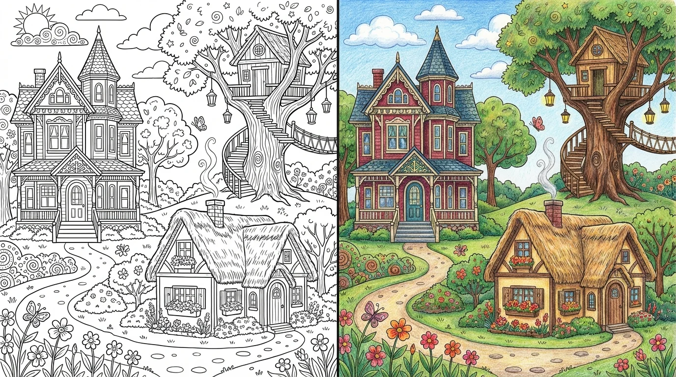 50 House Coloring Pages (Free PDFs)