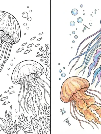 Jellyfish coloring pages