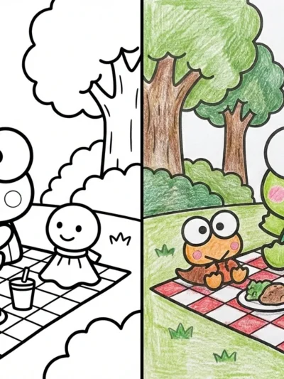 Keroppi coloring pages