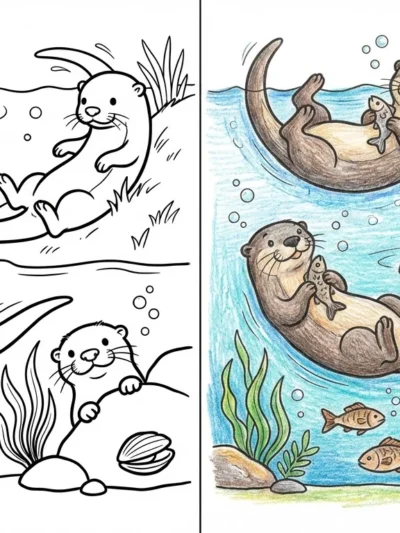 Otter coloring pages