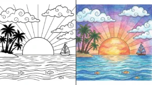 sunset coloring pages