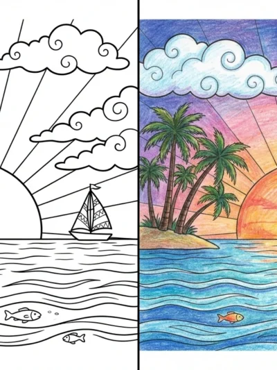 Sunset coloring pages