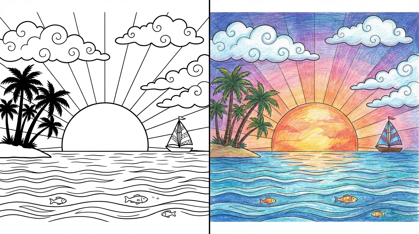 65 Sunset Coloring Pages (Free PDFs)