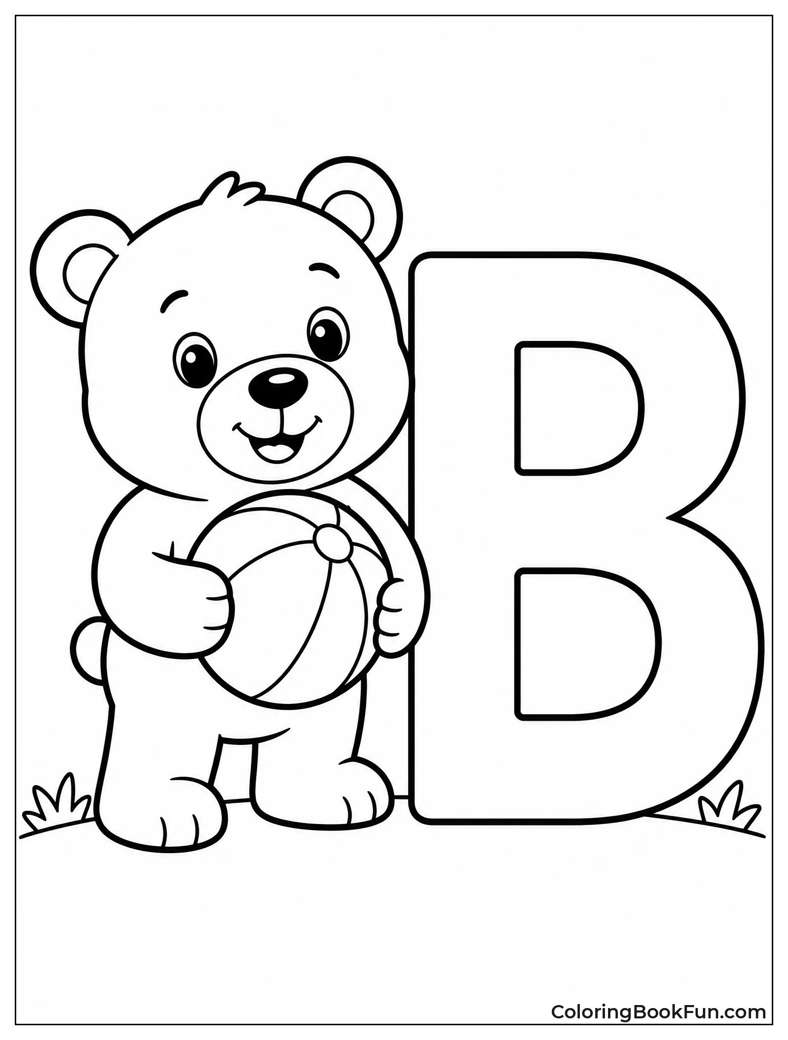 Bear Holding Ball Beside Letter B