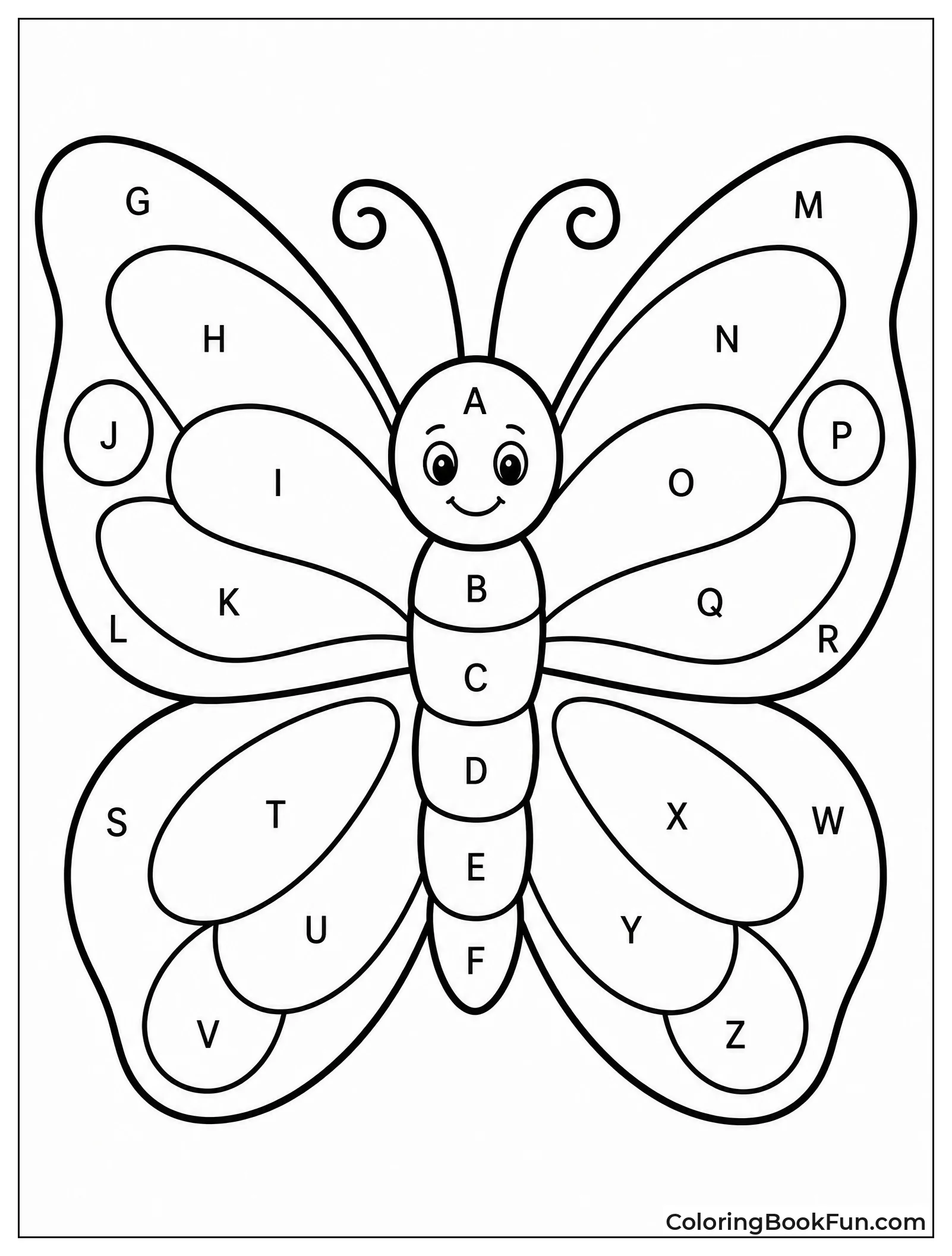 Coloring Butterfly Mosaic by Letter