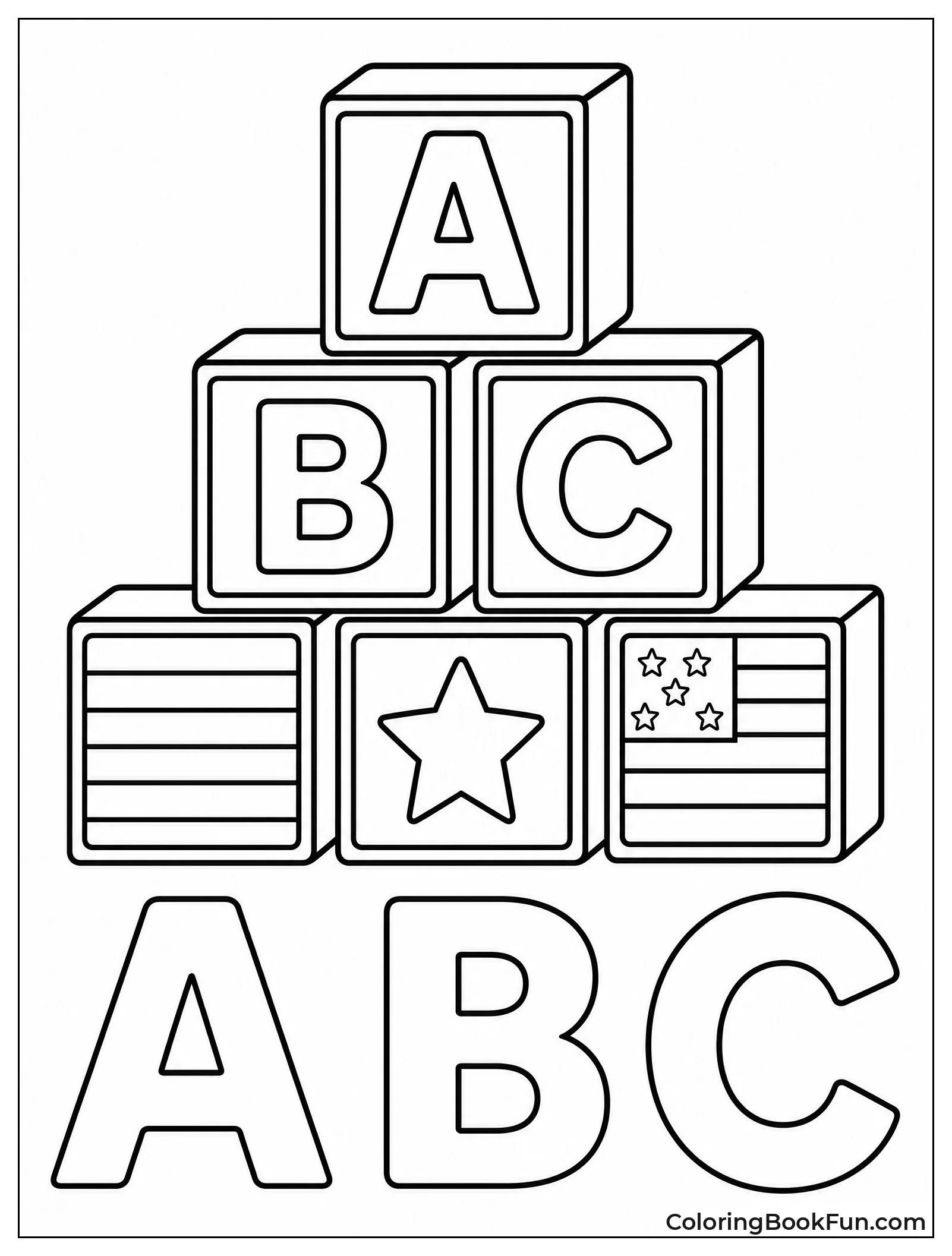 Alphabet Blocks with Flag Patterns