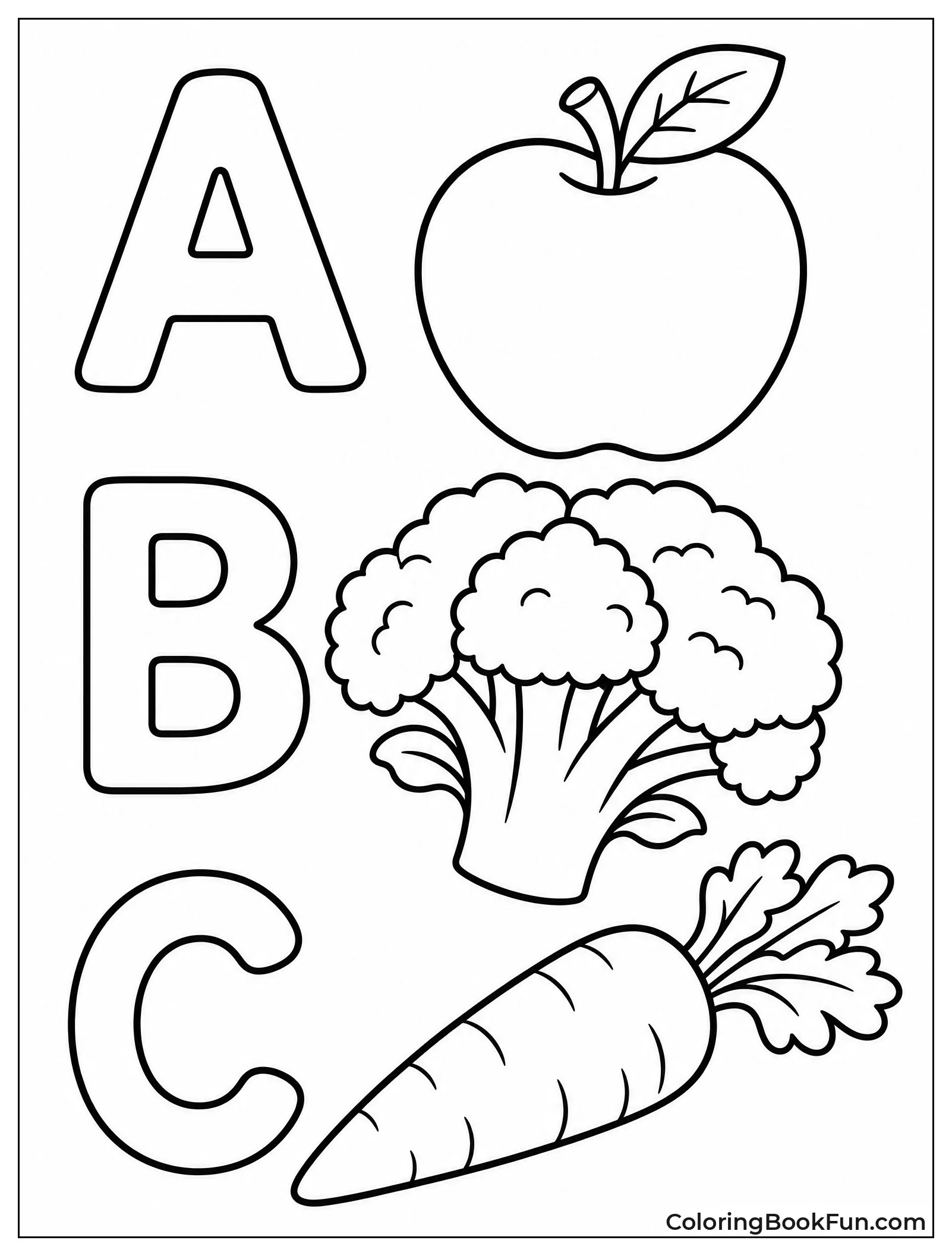 Apple Broccoli and Carrot for ABCs