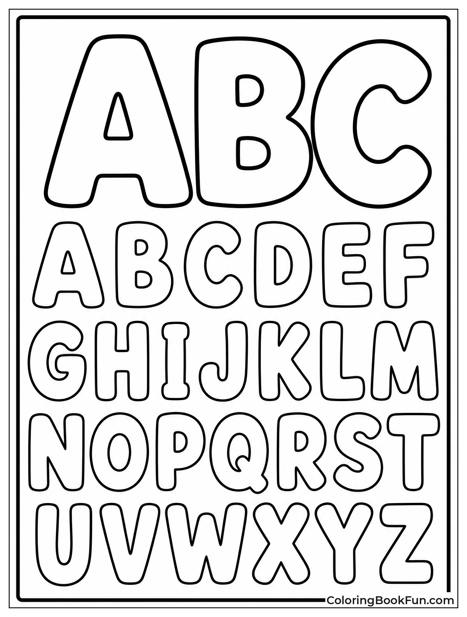 Thick Bubble Letters for Easy Coloring