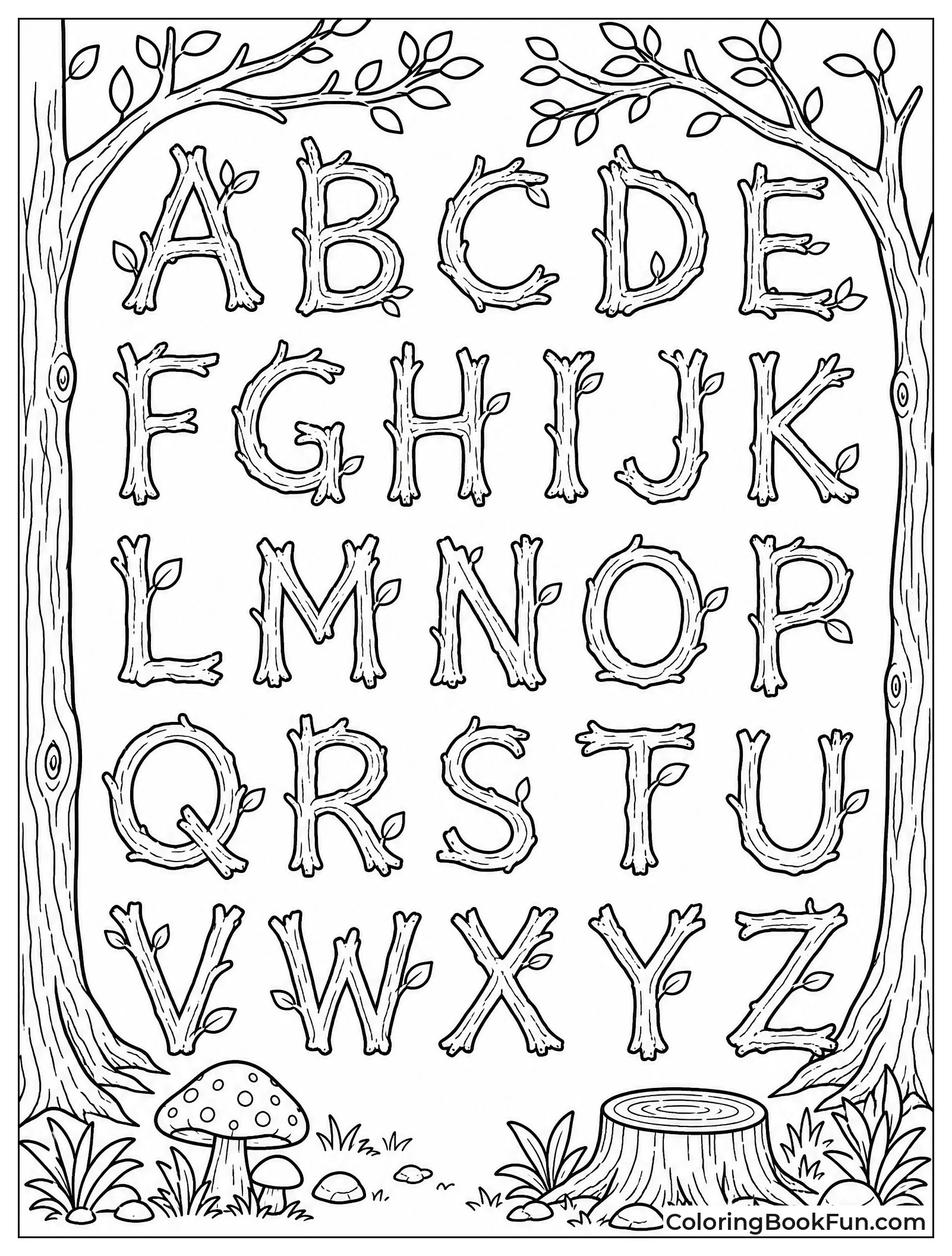 Branches Forming Natural Alphabet Letters