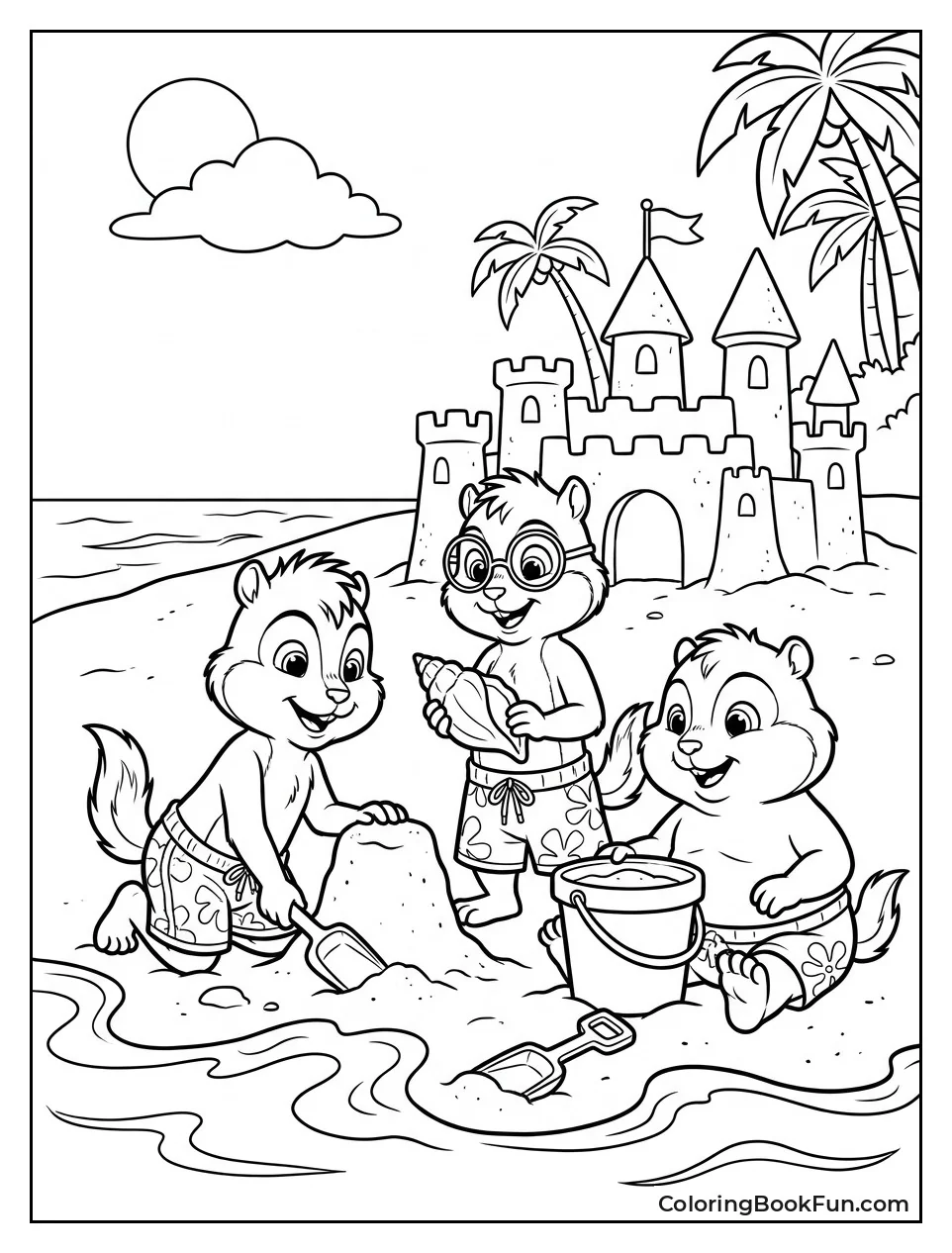 Chipmunks Playing at the Beach
