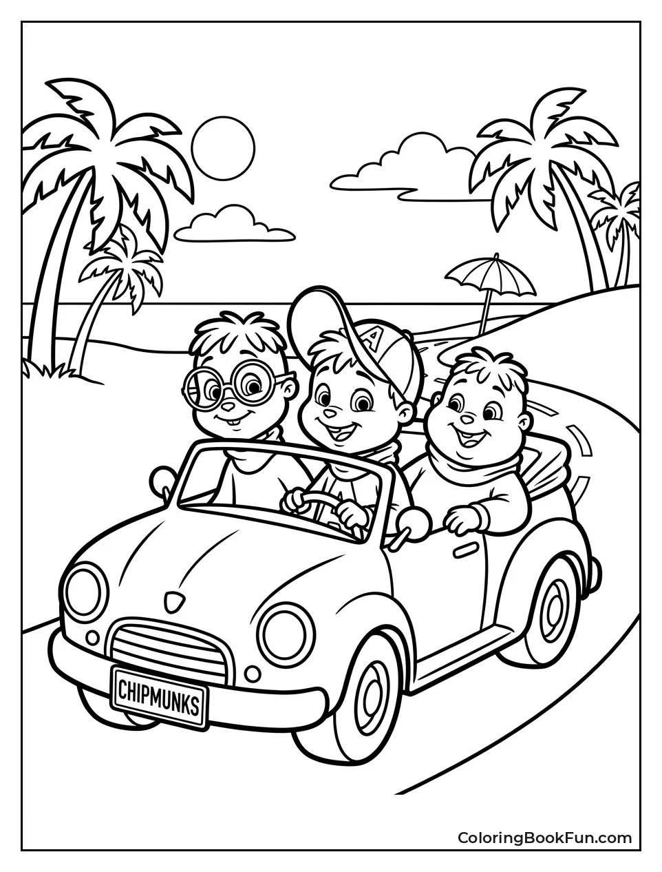Chipmunks Driving by the Beach