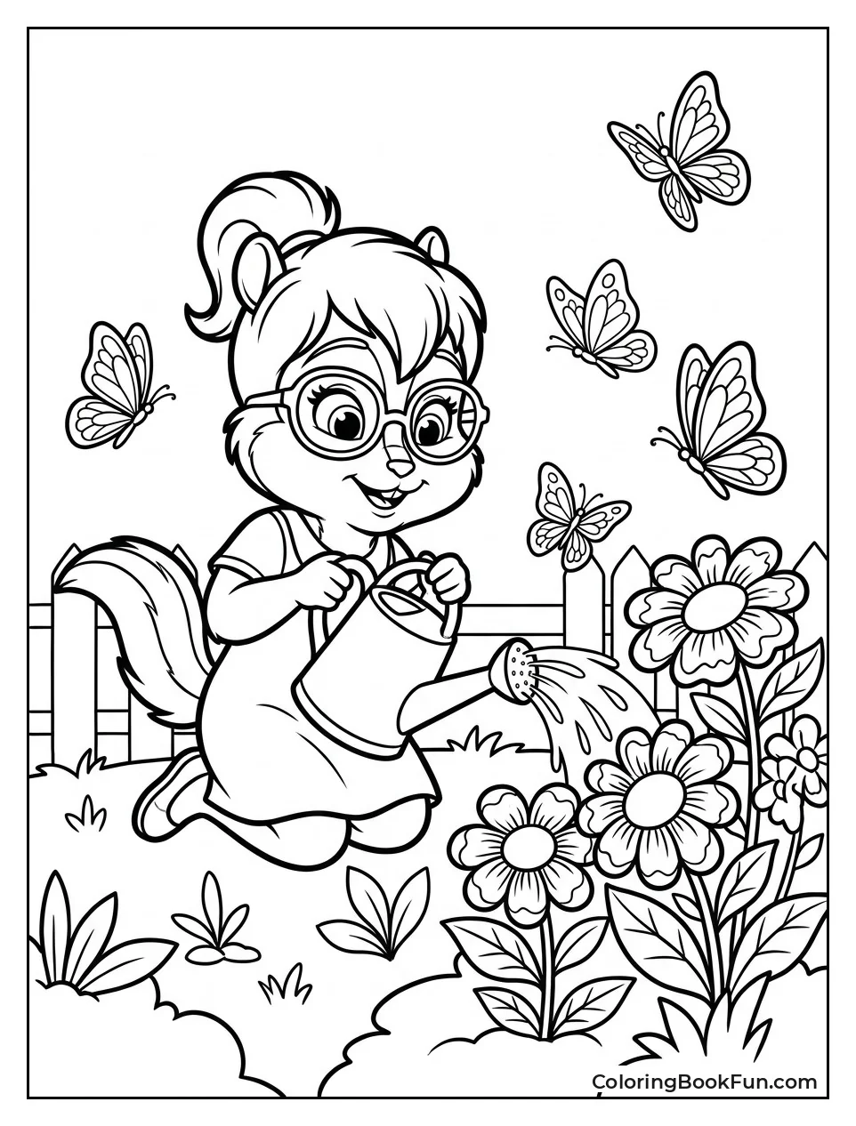 Jeanette Watering Flowers in Garden