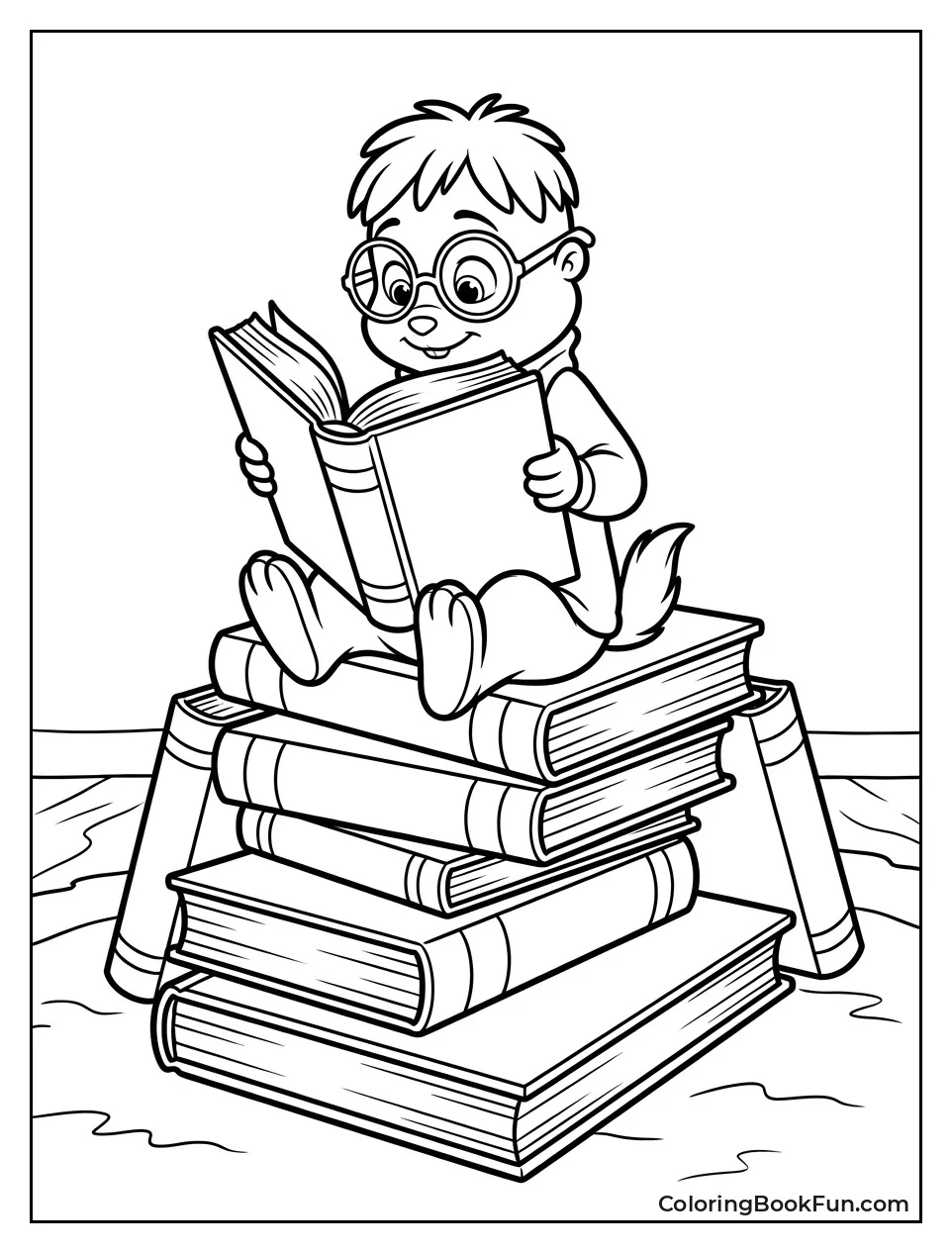 Simon Reading on Stack of Books