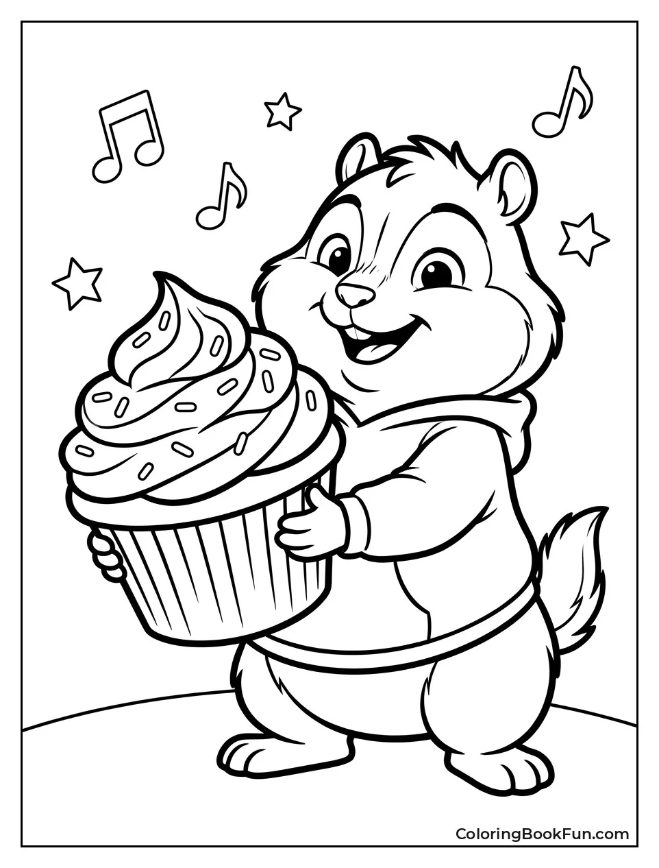 Theodore Holding a Giant Cupcake