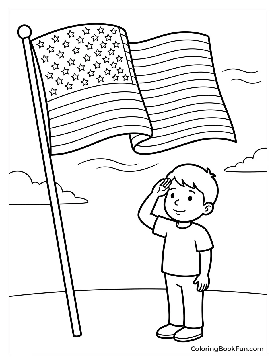 Young Kid Saluting the Flag