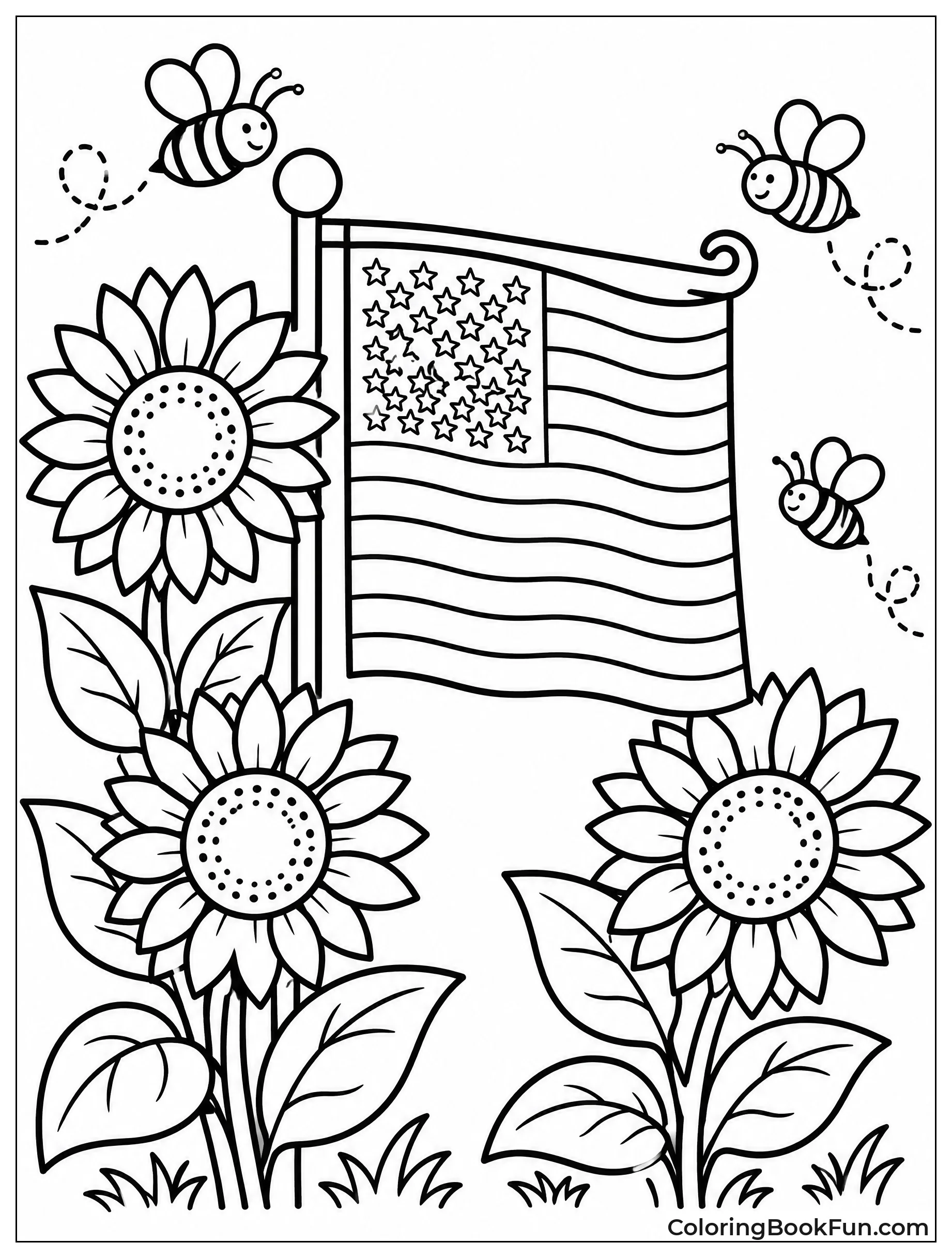 Garden Flag among Sunflowers