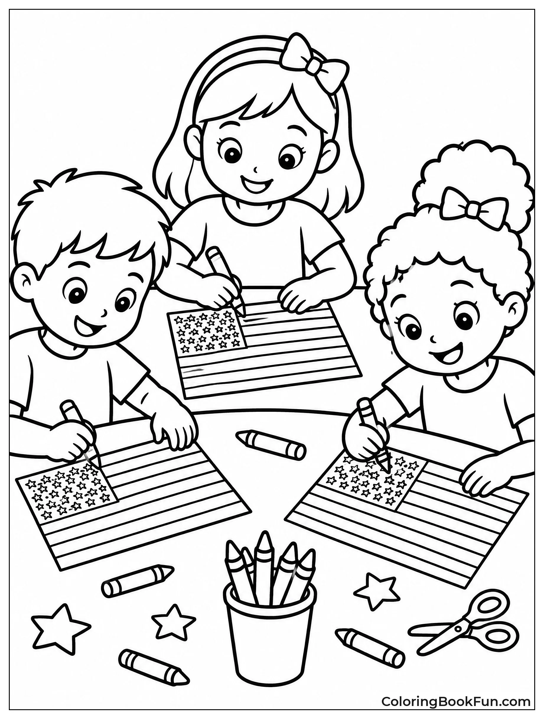 Children Coloring Paper Flags