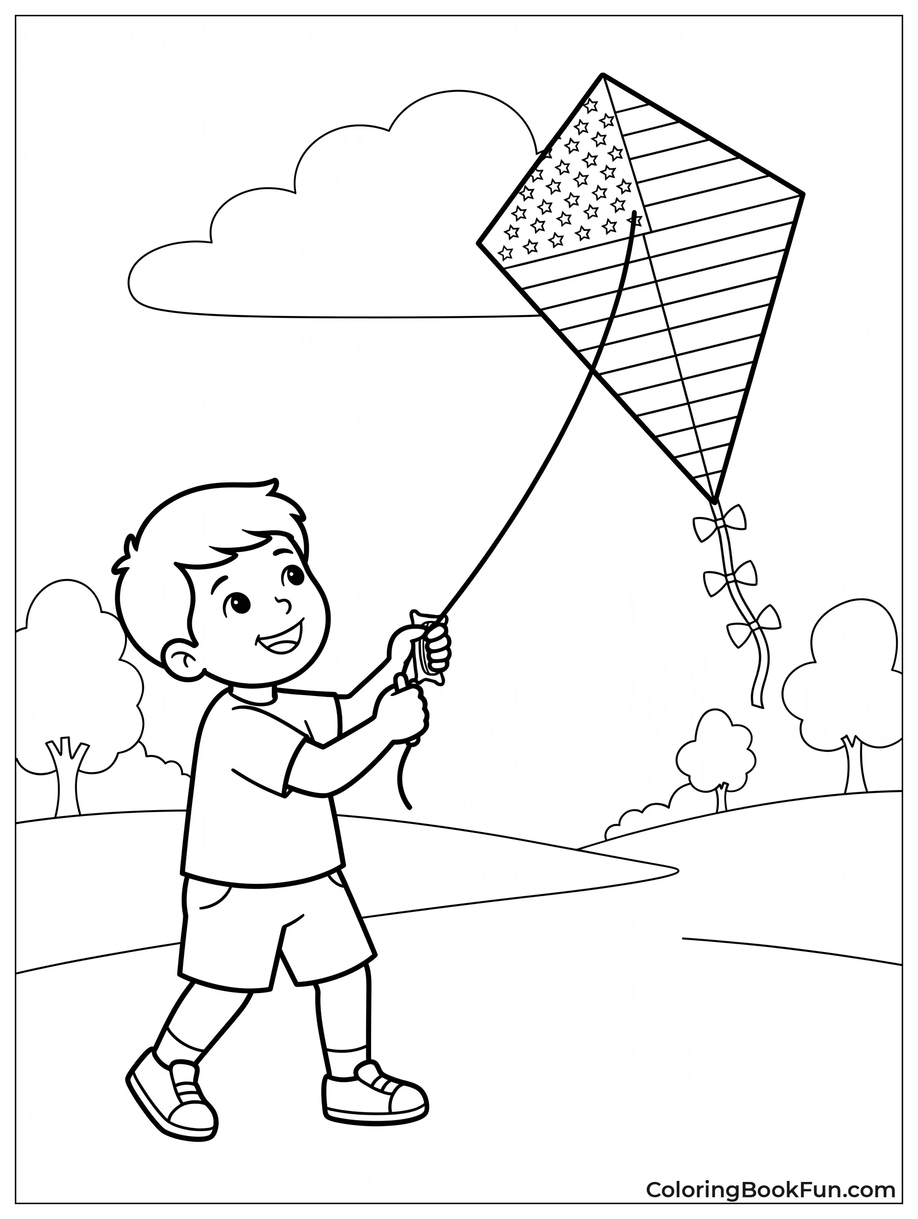 Child Flying a Big Kite