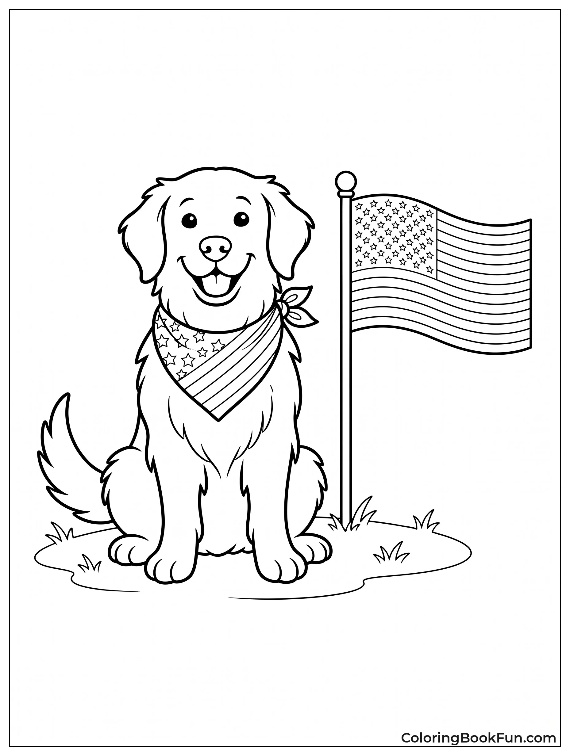 Puppy Wearing a Flag Bandana