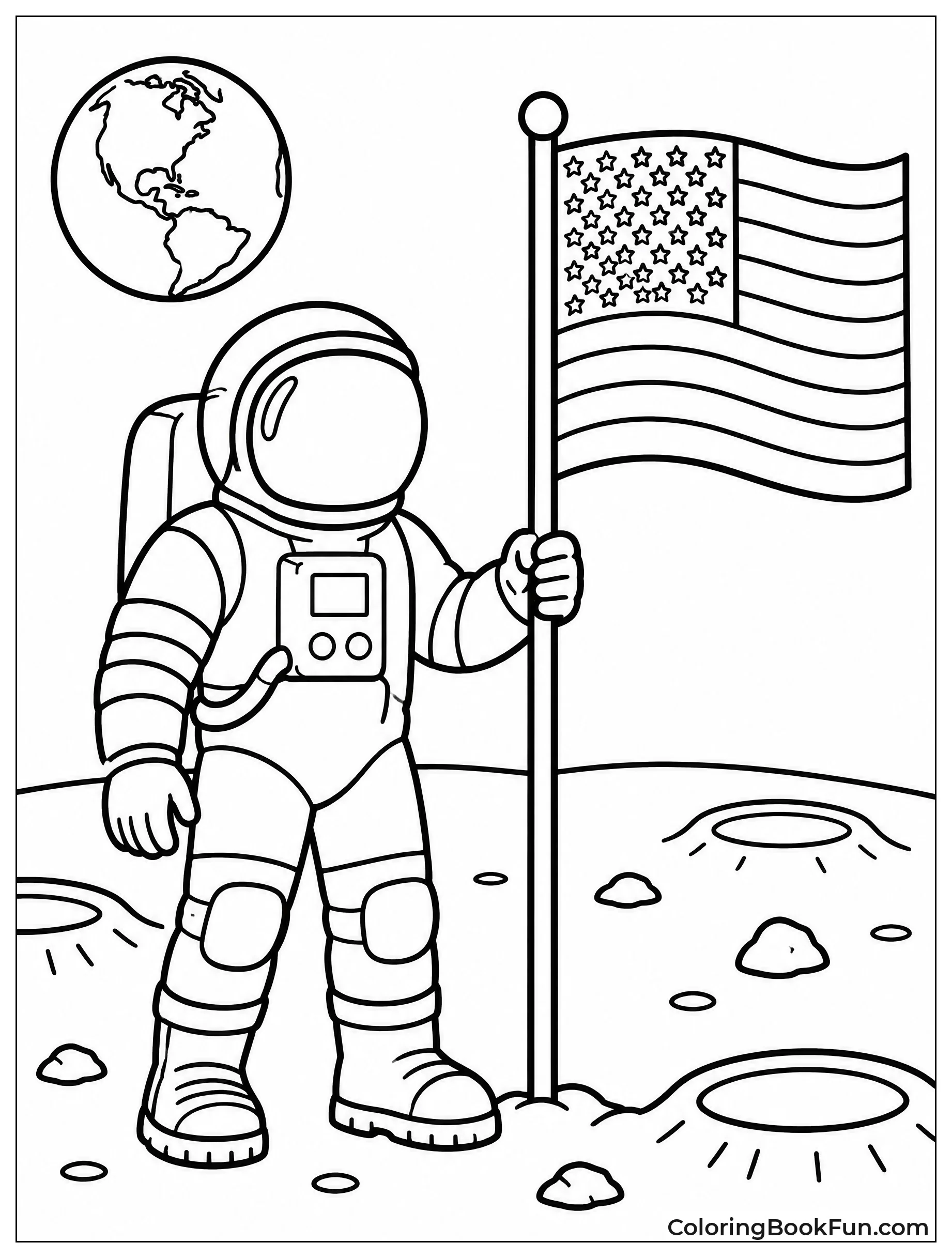 Astronaut Planting Flag on Moon