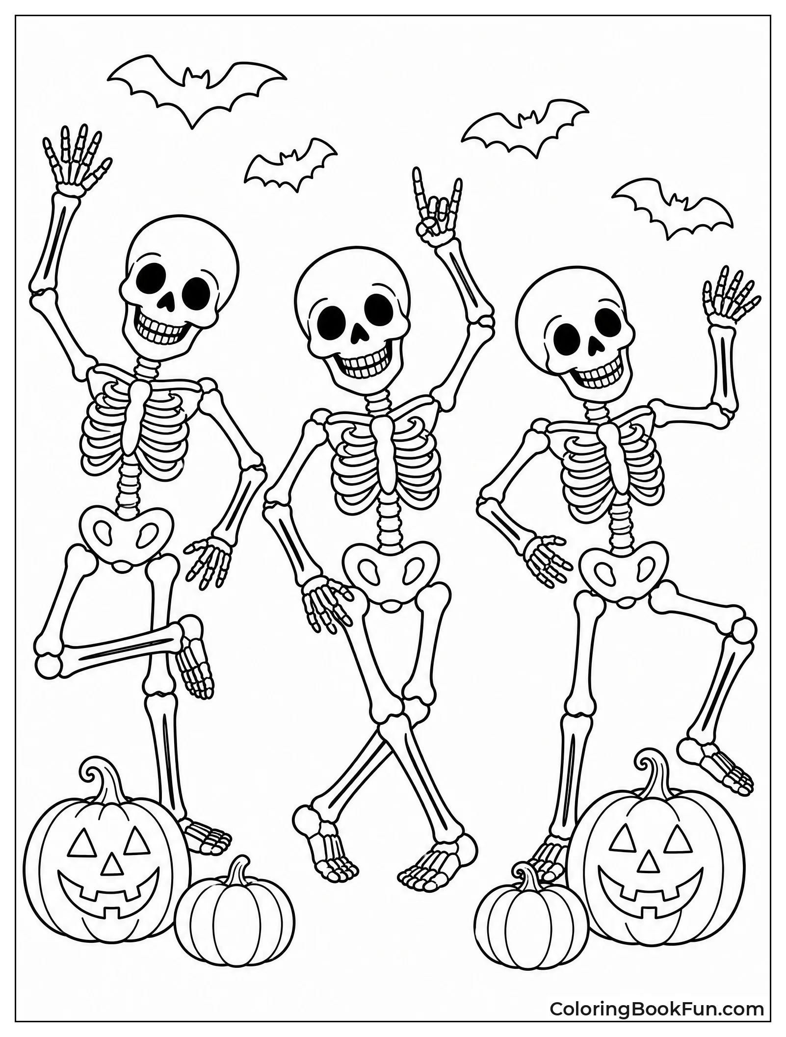 Skeletons Dance With Pumpkins
