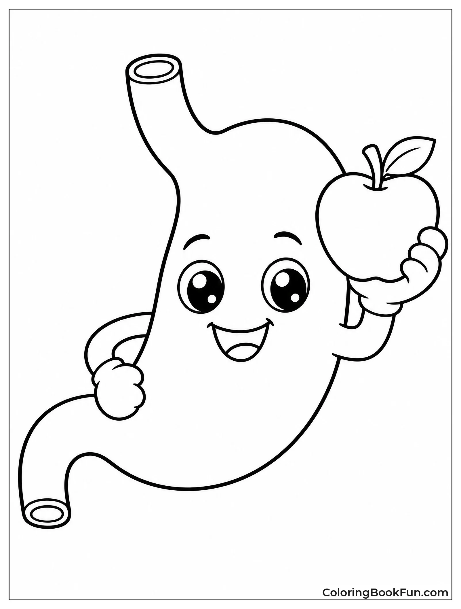 Smiling Stomach Holds Healthy Apple