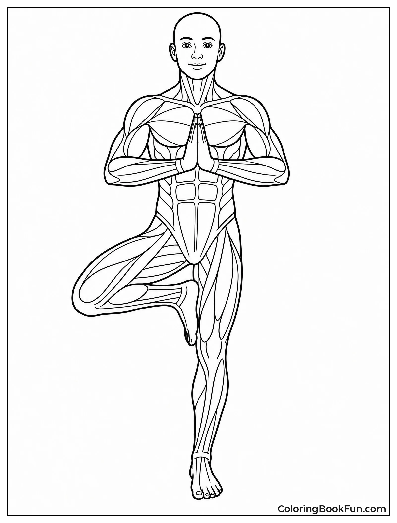 Yoga Pose Shows Stretching Muscles