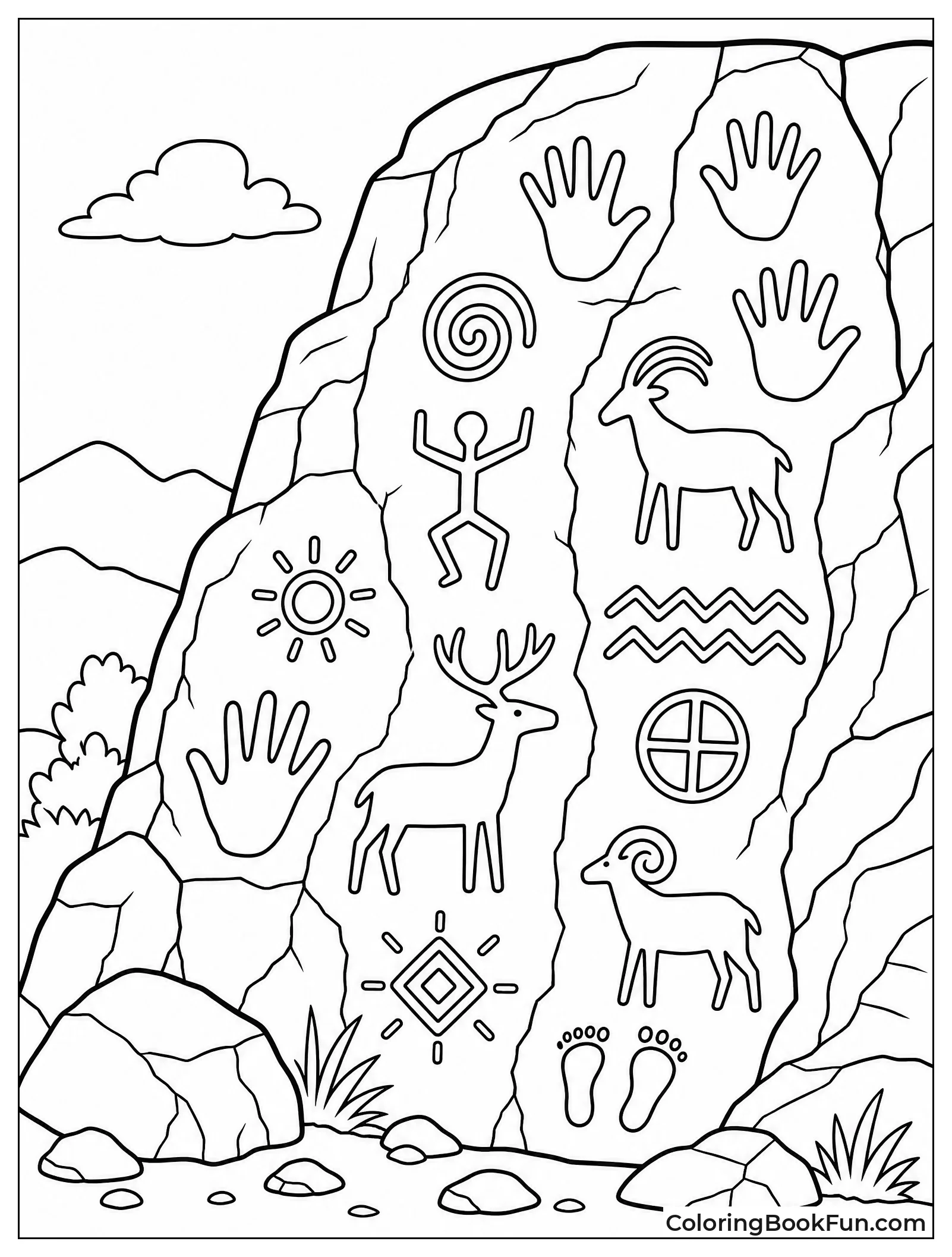 Ancient Drawings on Rock Wall