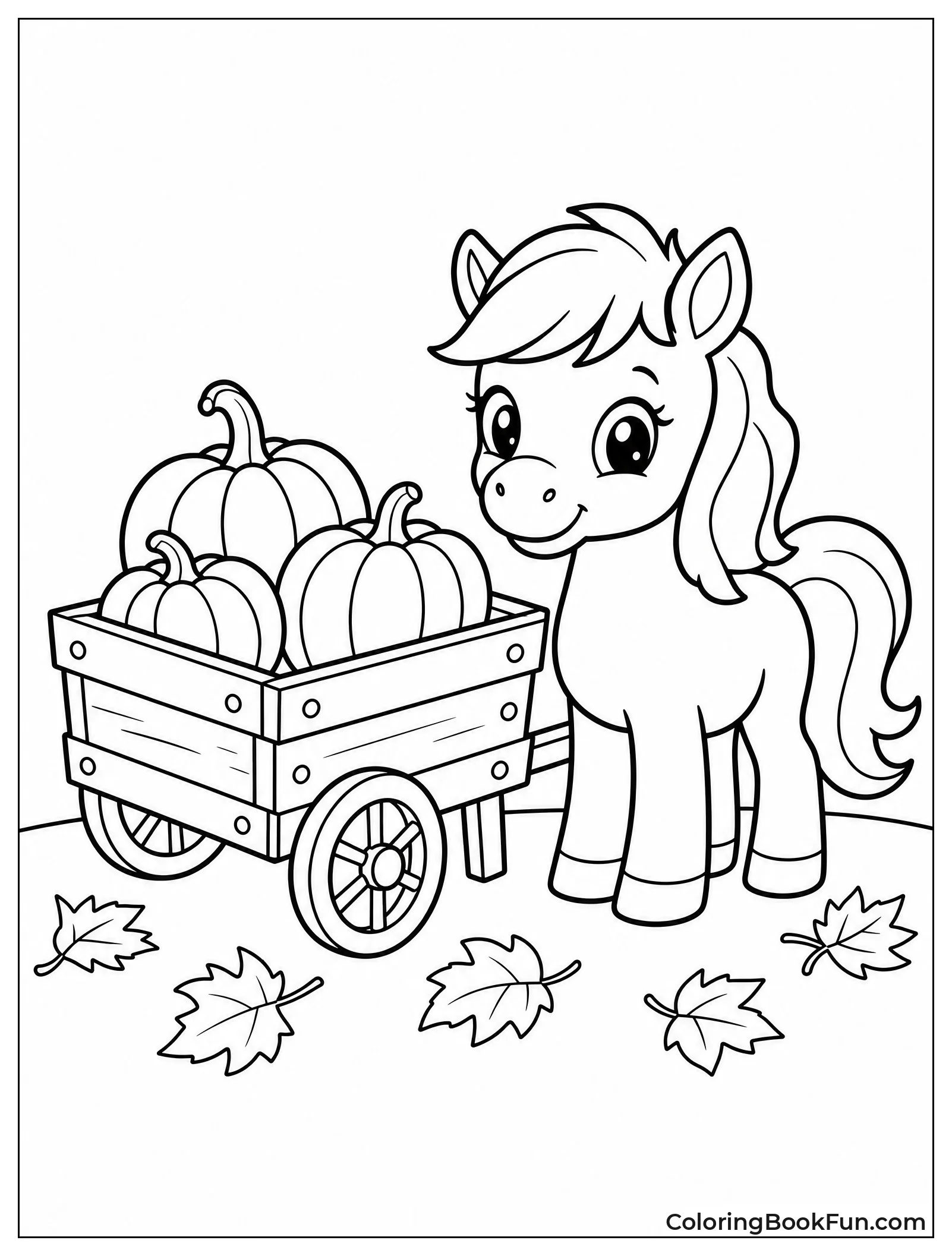 Pony with Autumn Harvest Cart