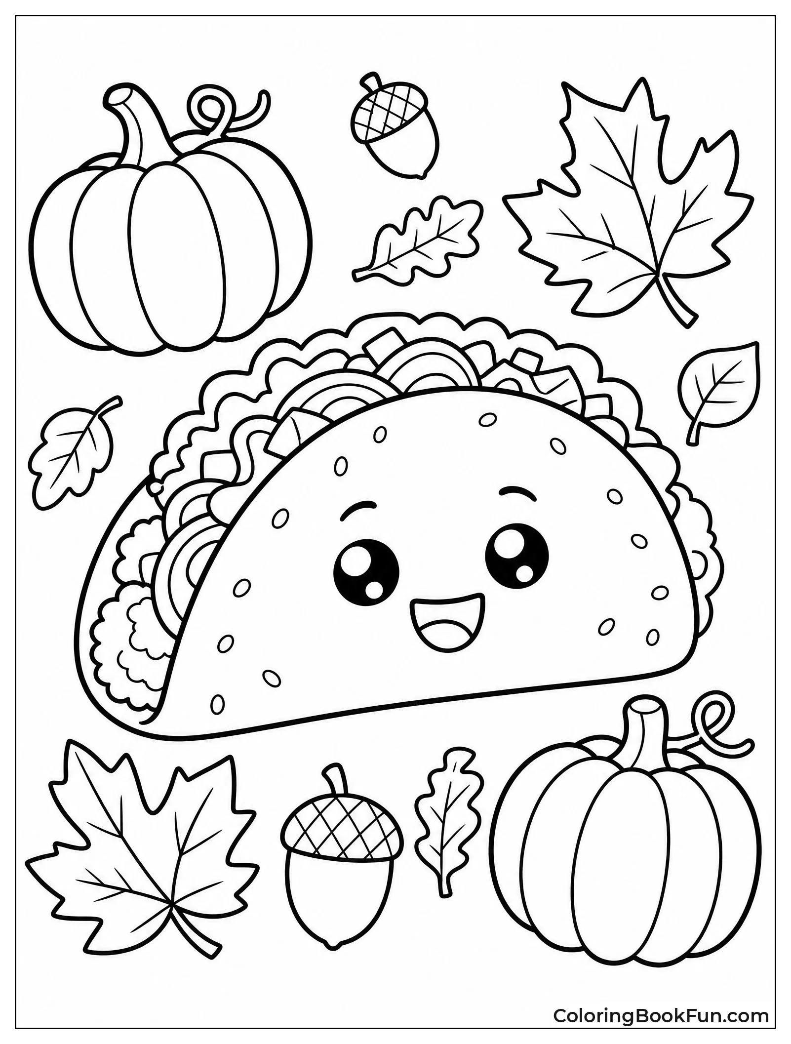 Taco Surrounded by Fall Leaves