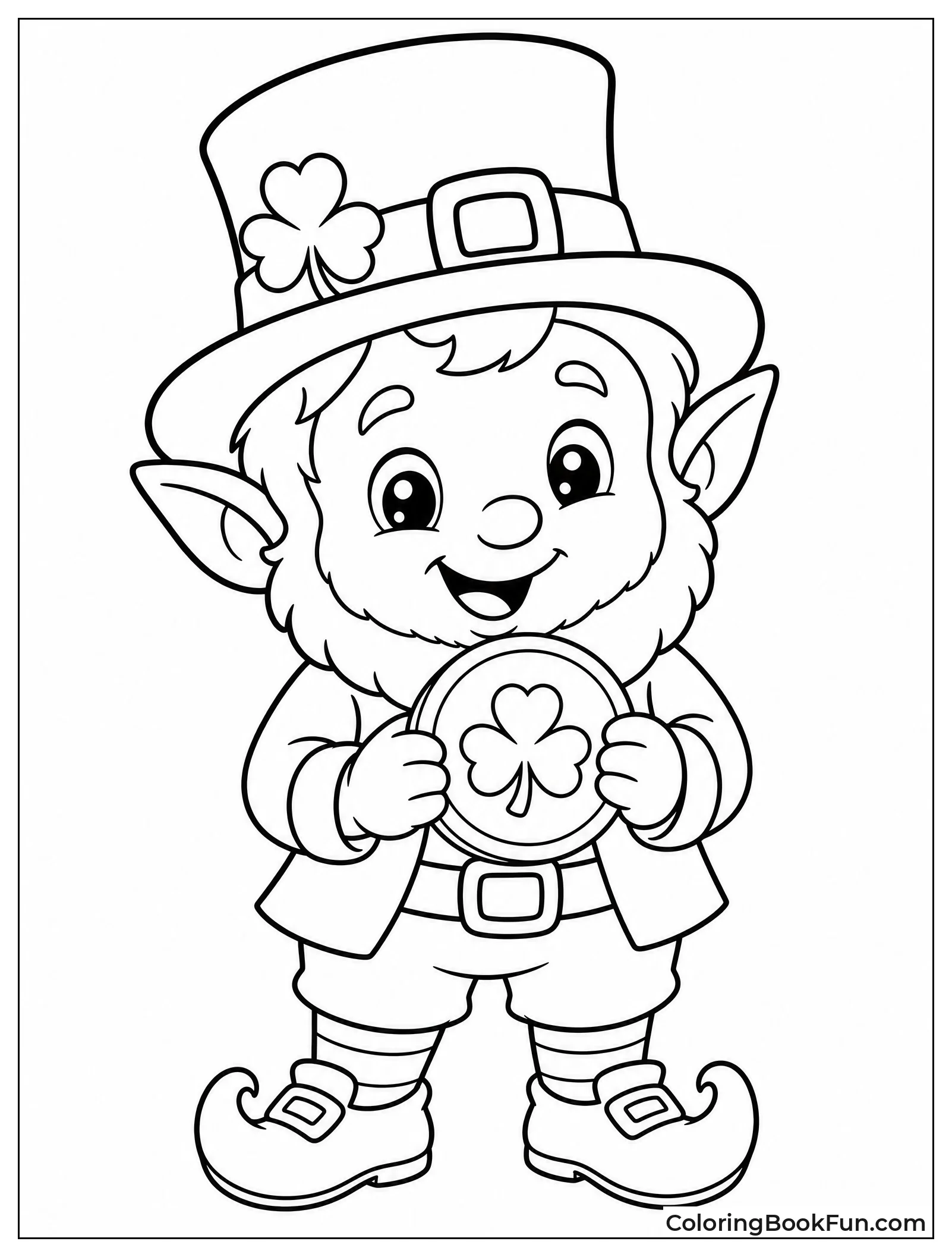 Baby Leprechaun Holding One Gold Coin