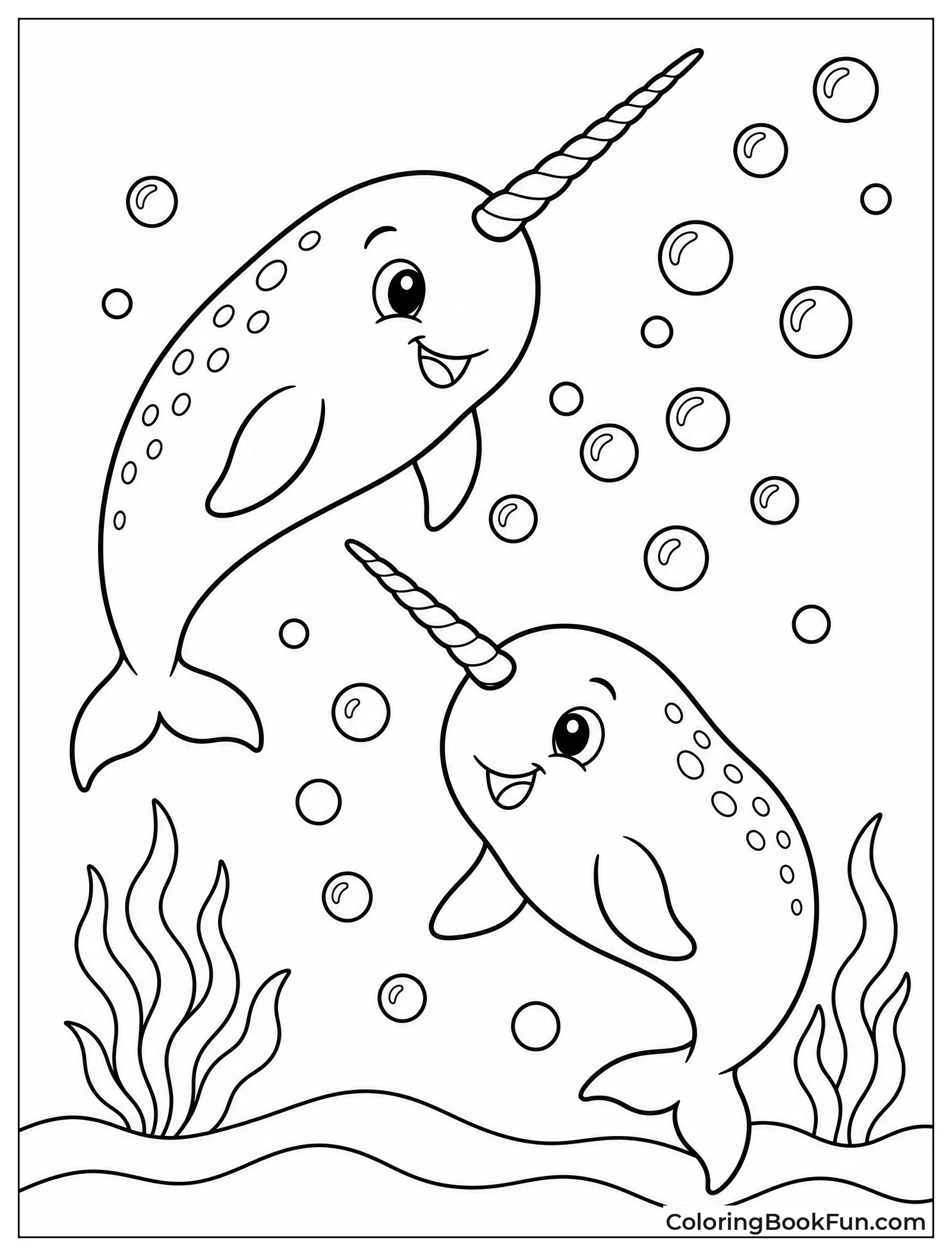 Two Baby Narwhals Playing Together