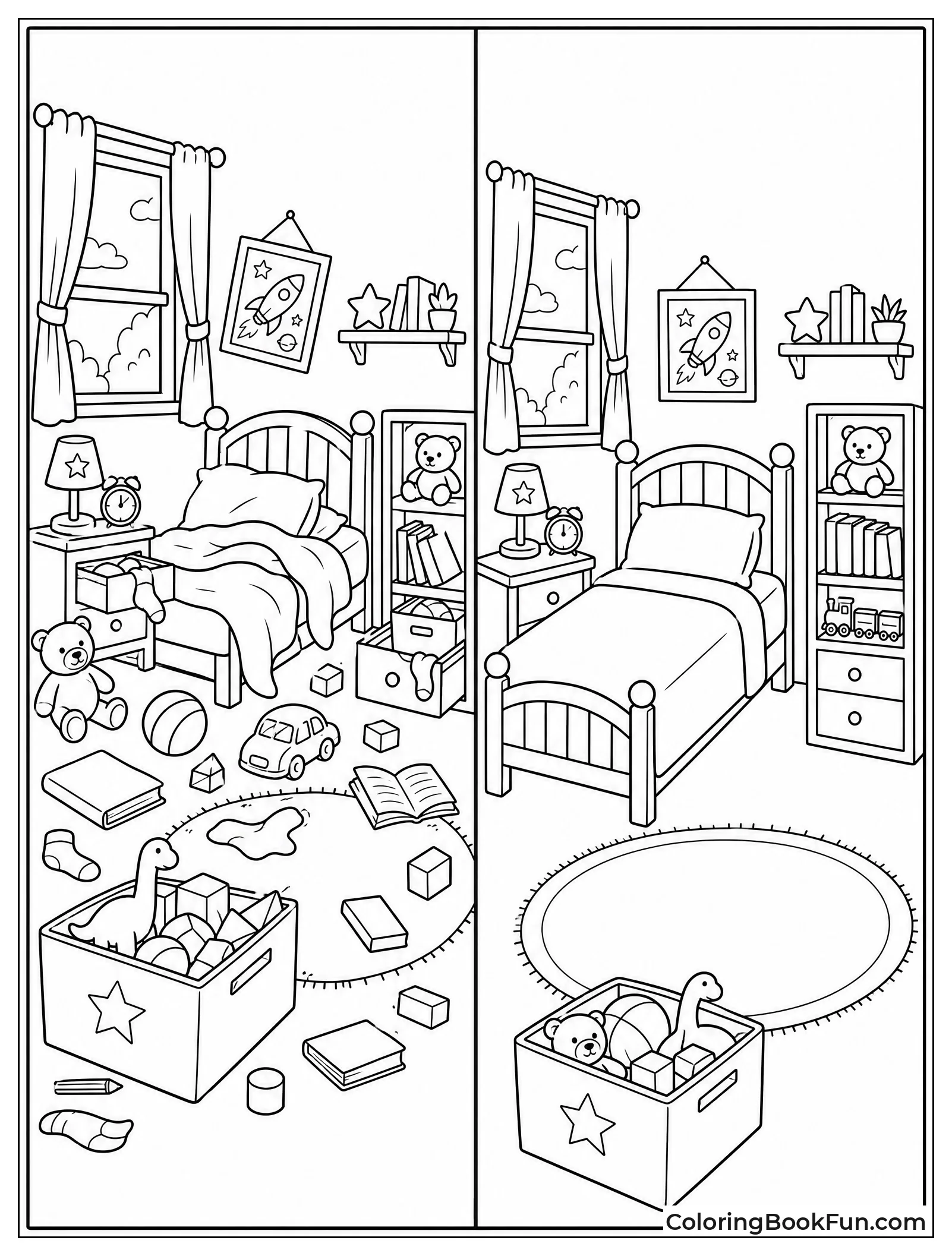 Split View of Messy and Tidy Room