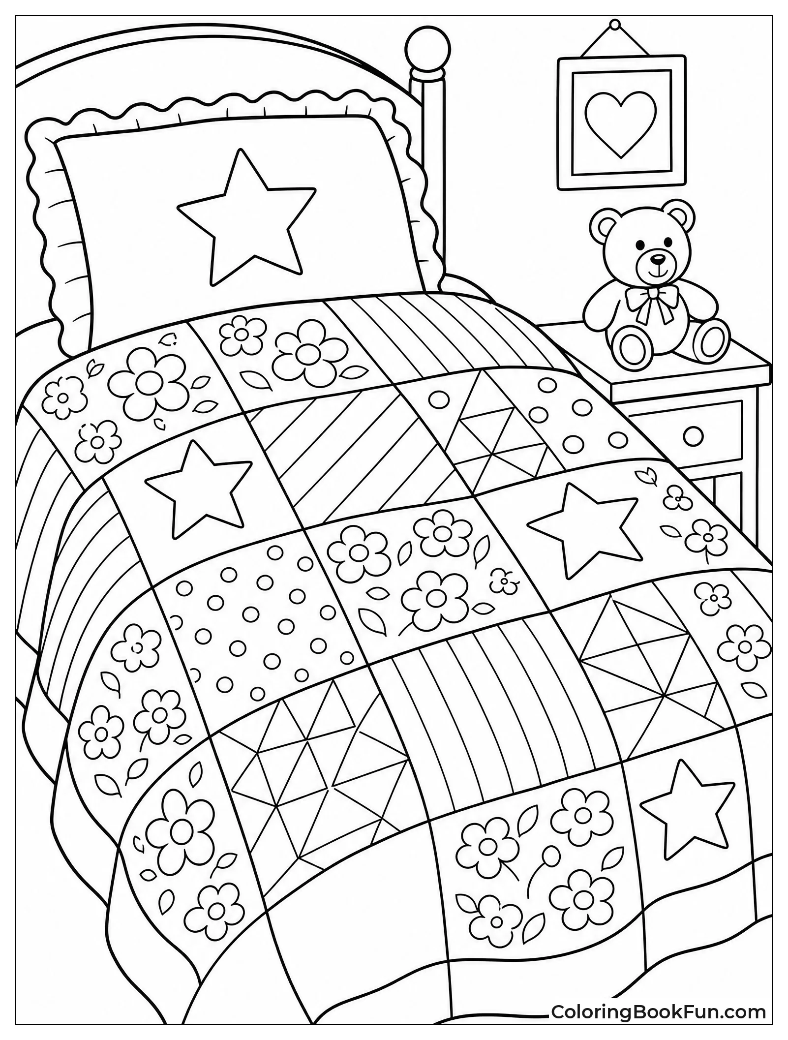 Colorful Patchwork Quilt on the Bed