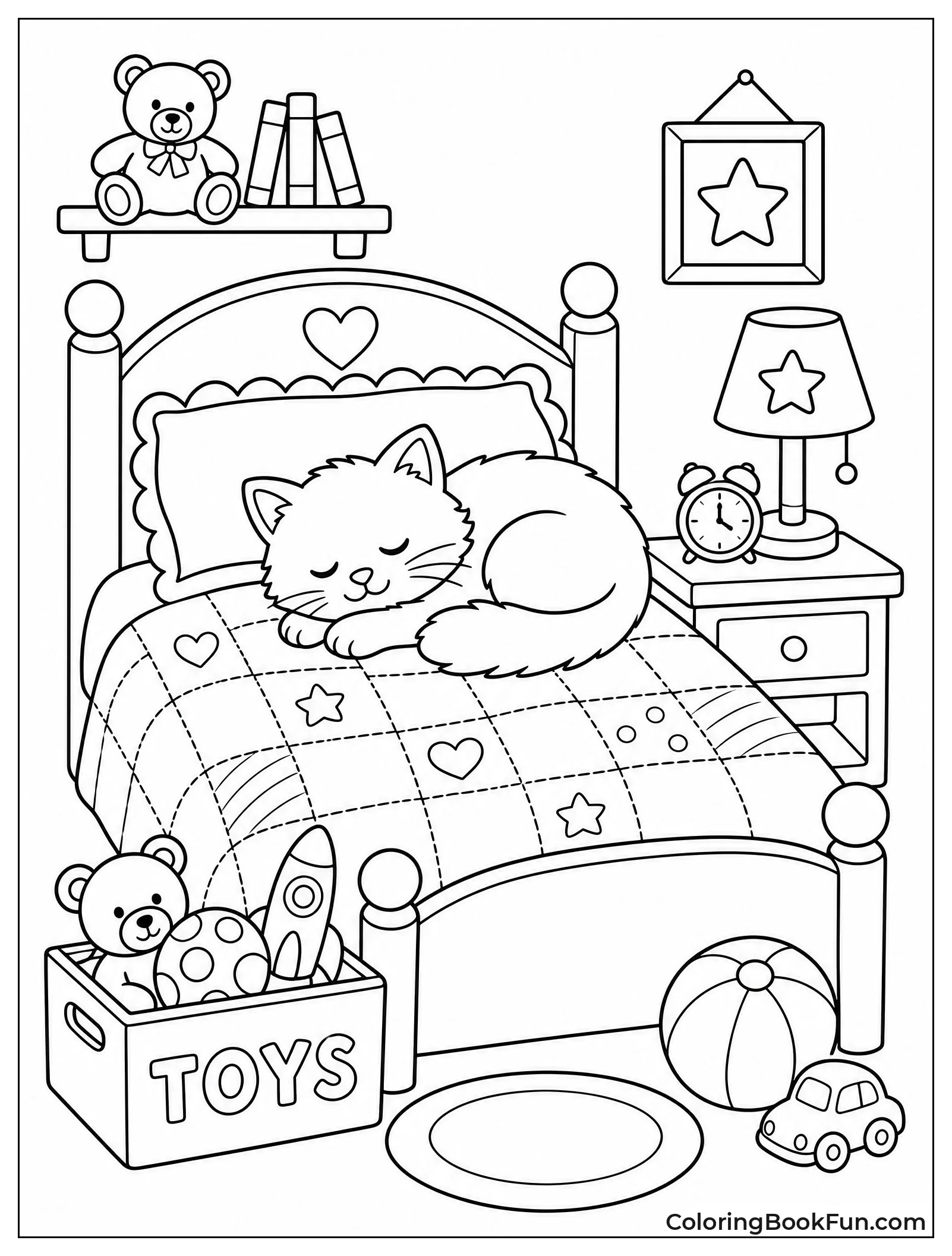 Fluffy Cat Sleeping on the Bed