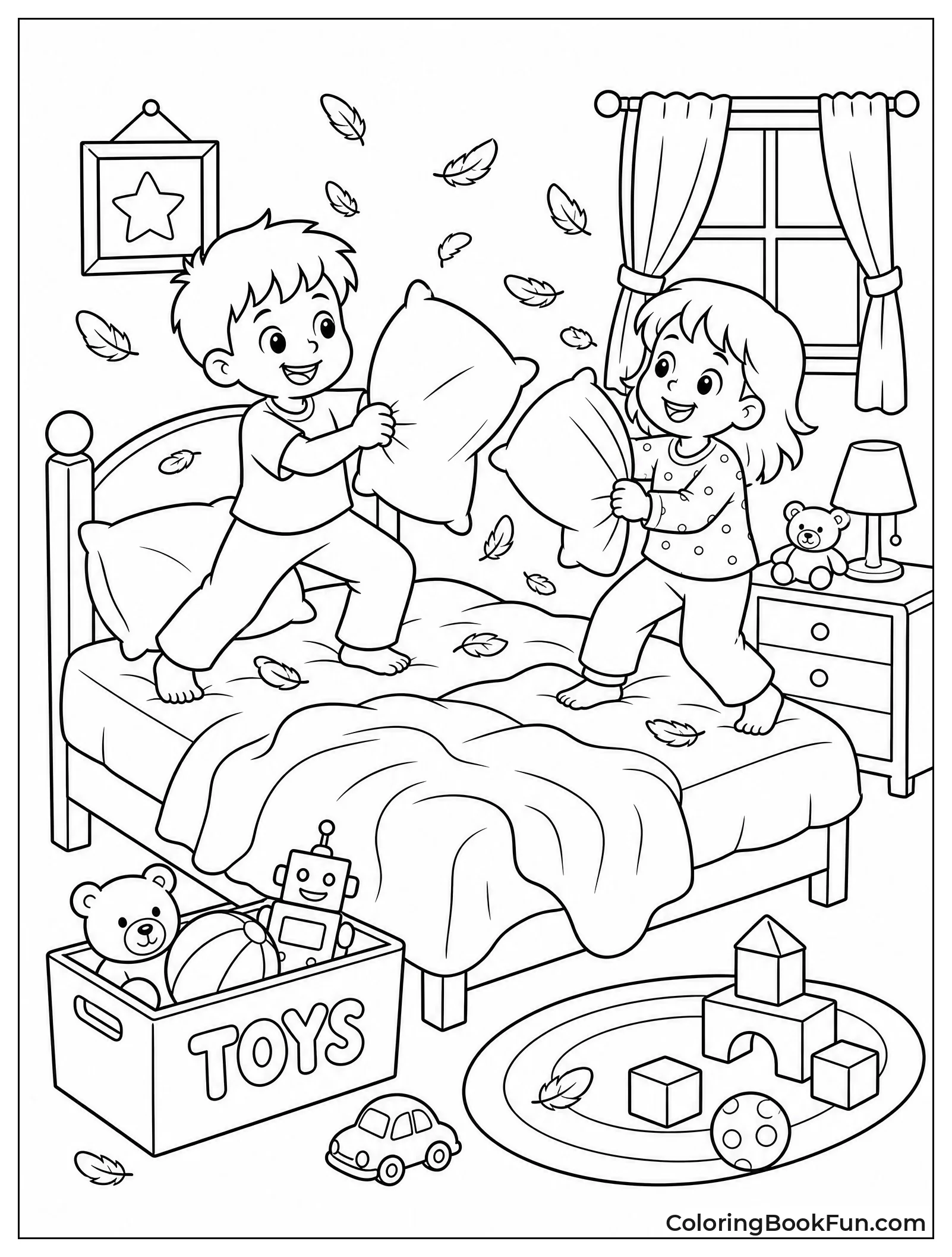 Kids Having a Fun Pillow Fight