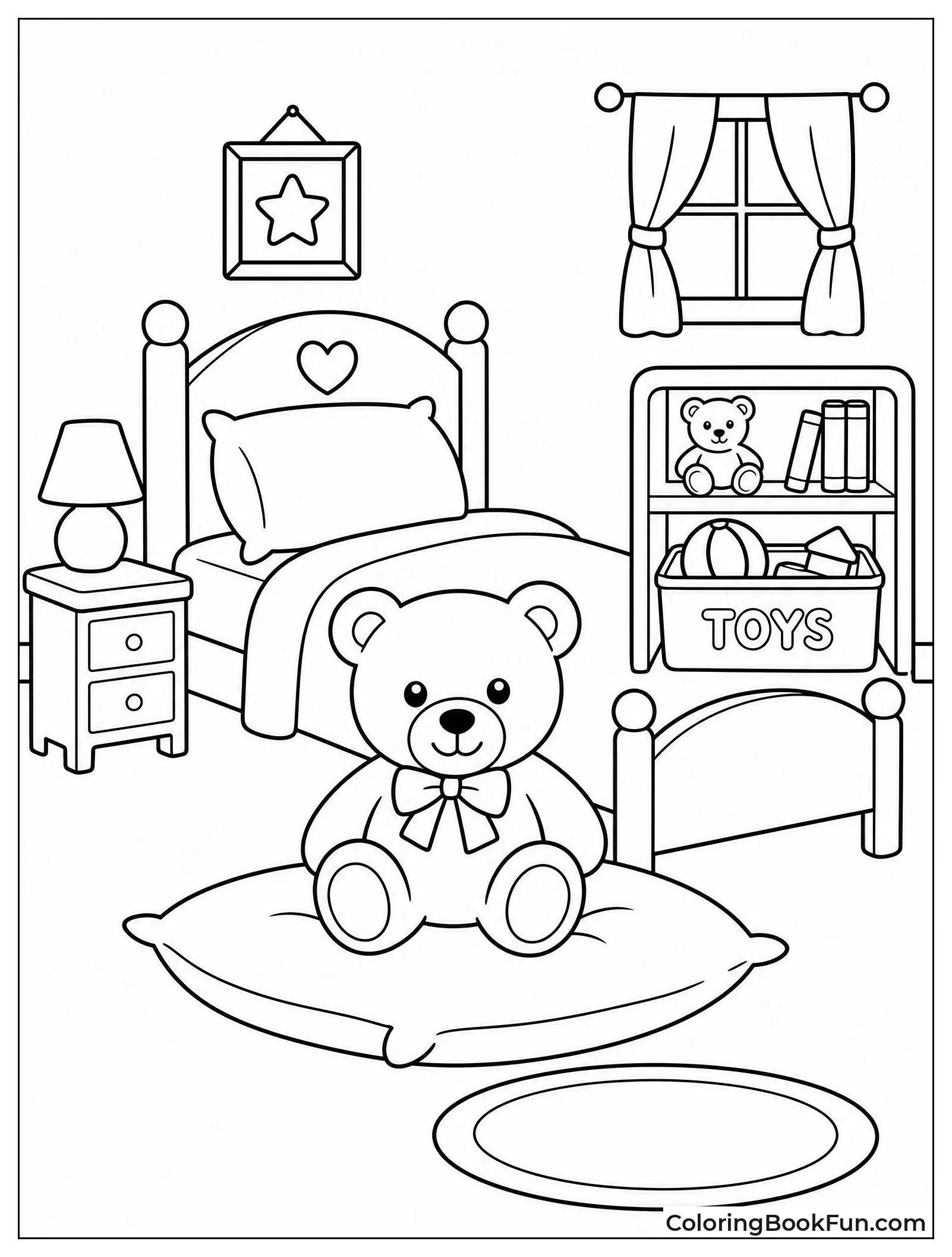 Teddy Bear Sitting on a Pillow