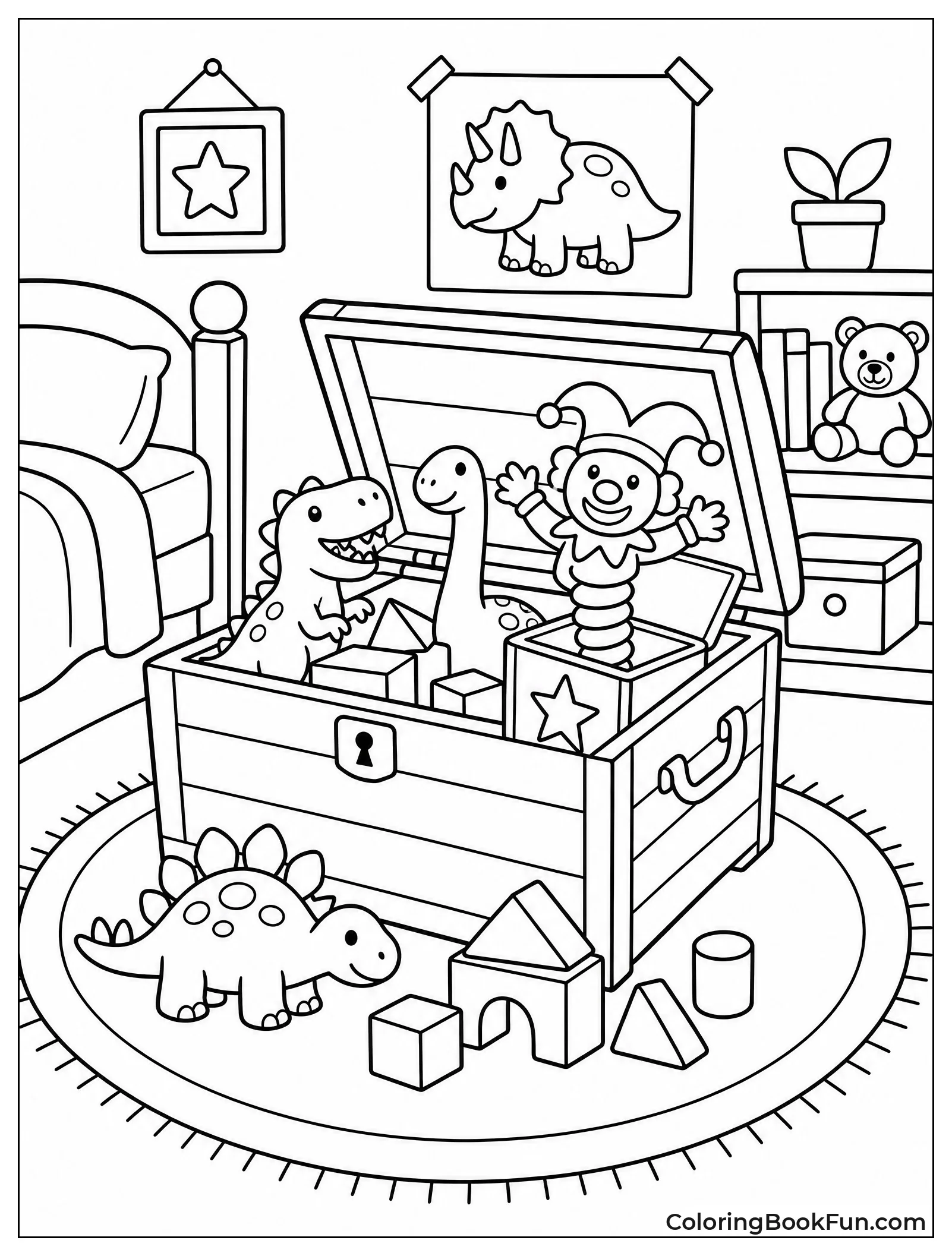 Open Toy Chest Spilling Out Toys