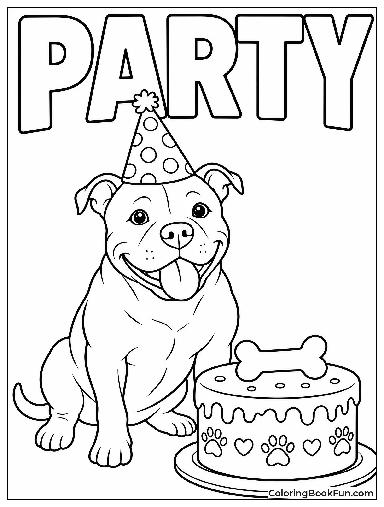 Birthday Pitbull Sitting by Cake
