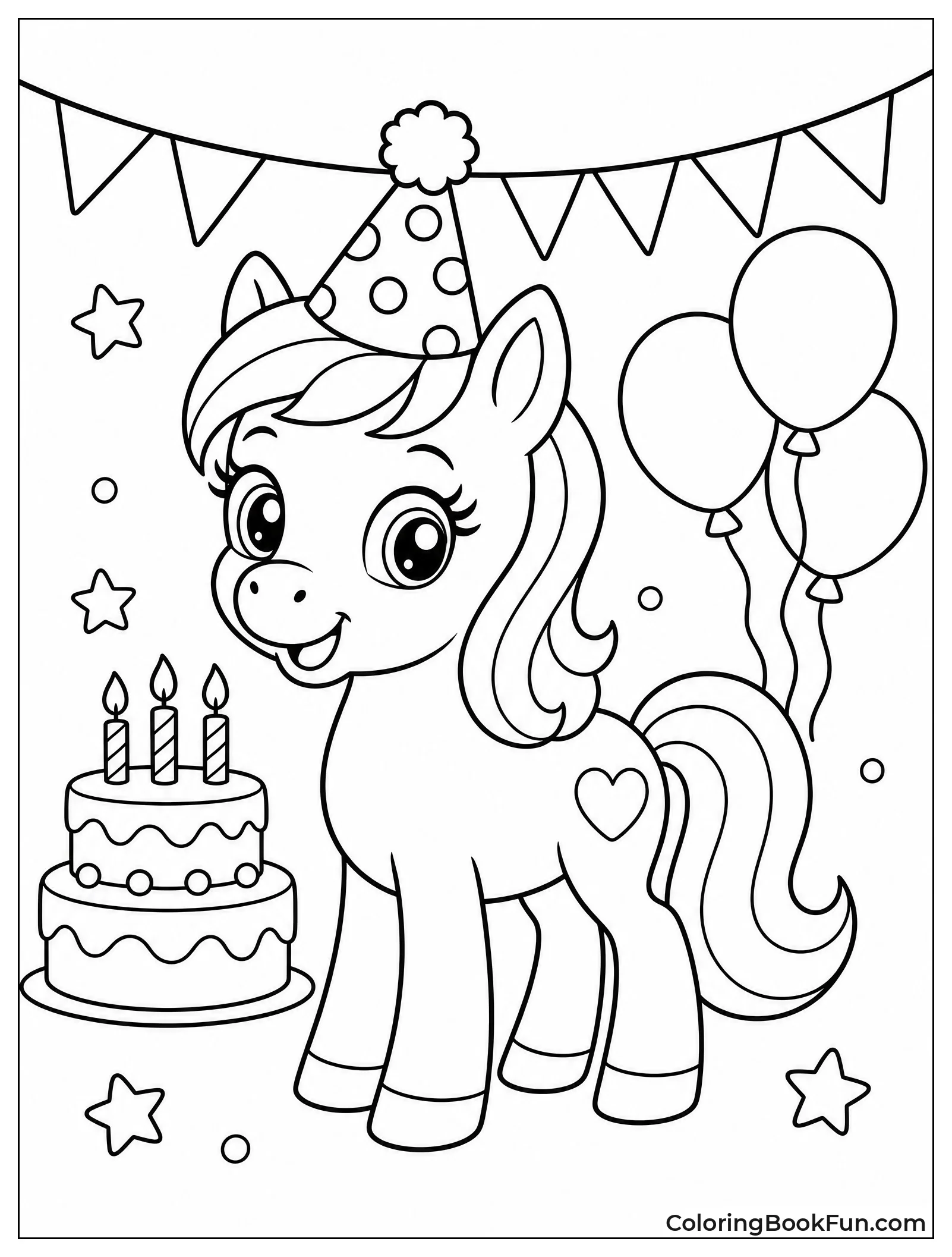 Birthday Pony with Party Hat