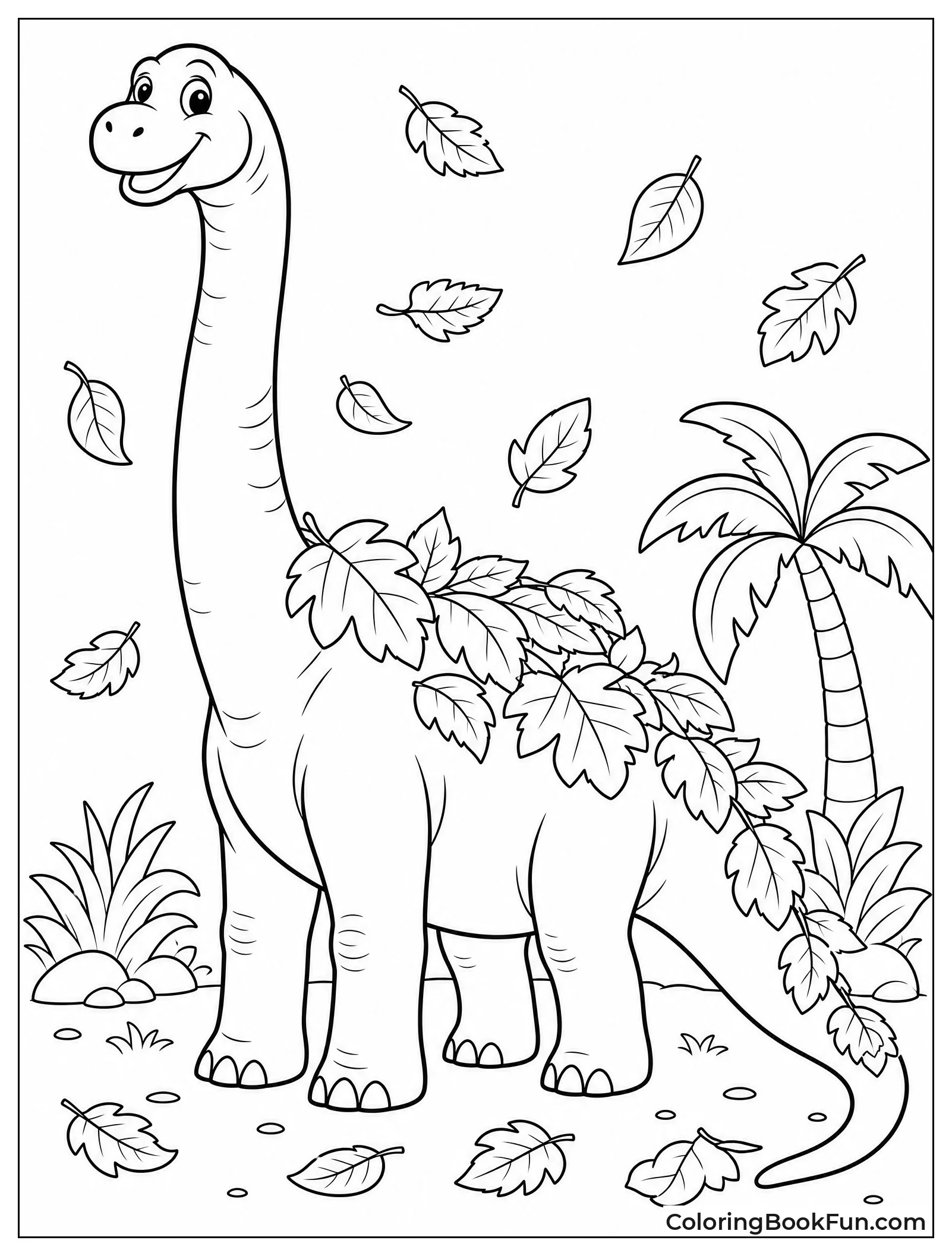 Brachiosaurus with Falling Autumn Leaves